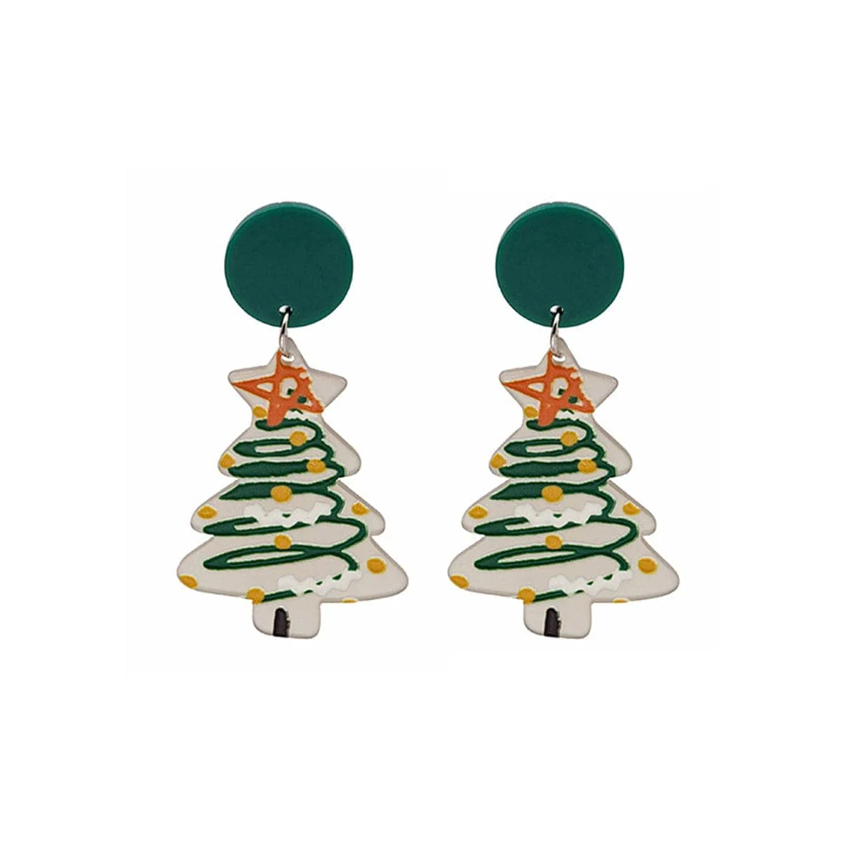 Effective Light Green White Christmas Tree Drop Earrings Excellent