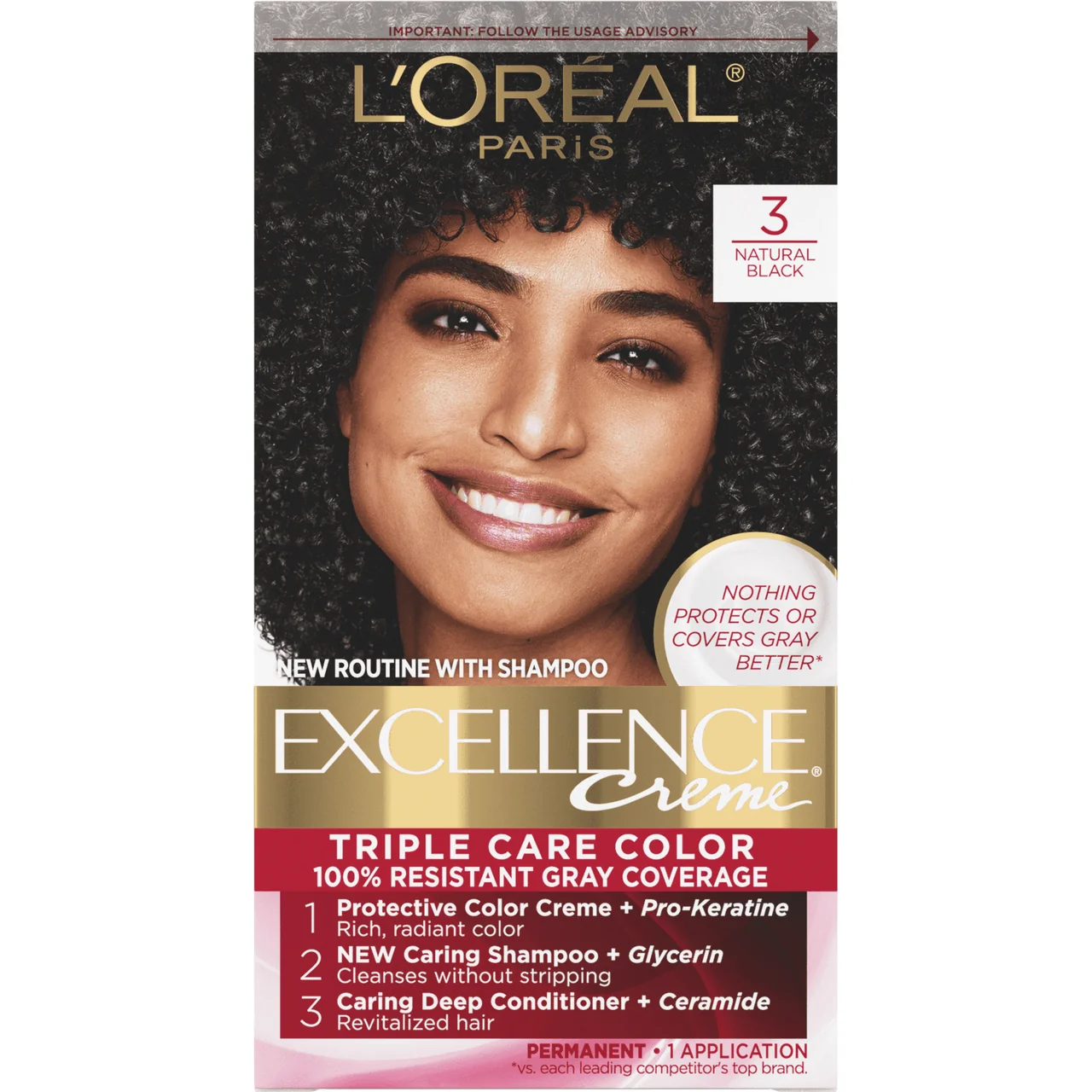 Traditional Lo Excellence Triple Protection Hair Color Creme 3 Natural Black - 1 Ea World-Class