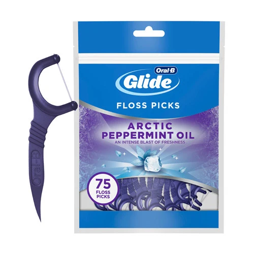 Smart Oral-B Glide Arctic Peppermint Oil Dental Floss Picks Mint 75 ct Solid