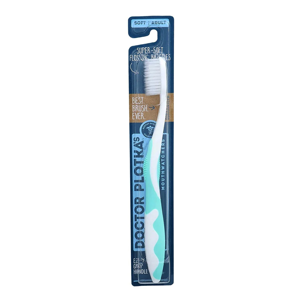 Verified Doctor Plotka Mouth Watchers Turquoise Adult Toothbrush Flossing Bristles 1 Ea Superior