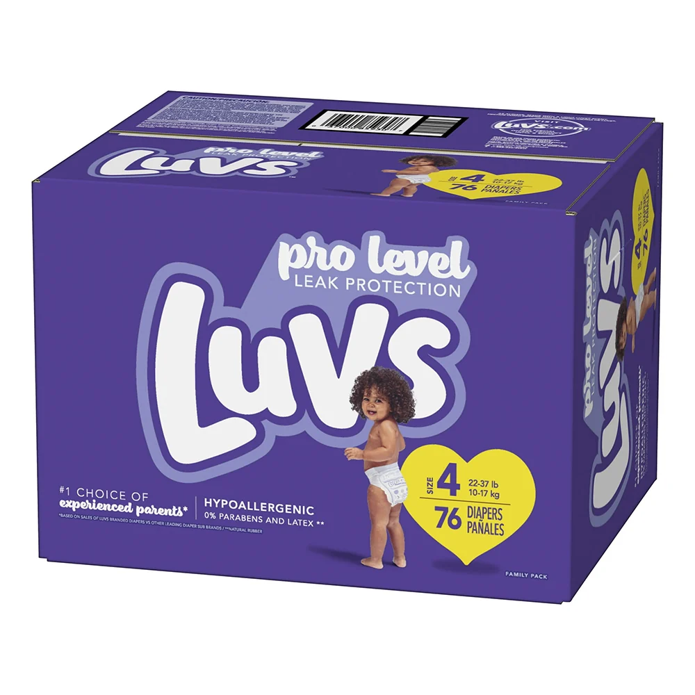 Pure Lu Size 4 Family Pack Diapers for Leak Protection and Baby Dryness 76Ea High-Quality
