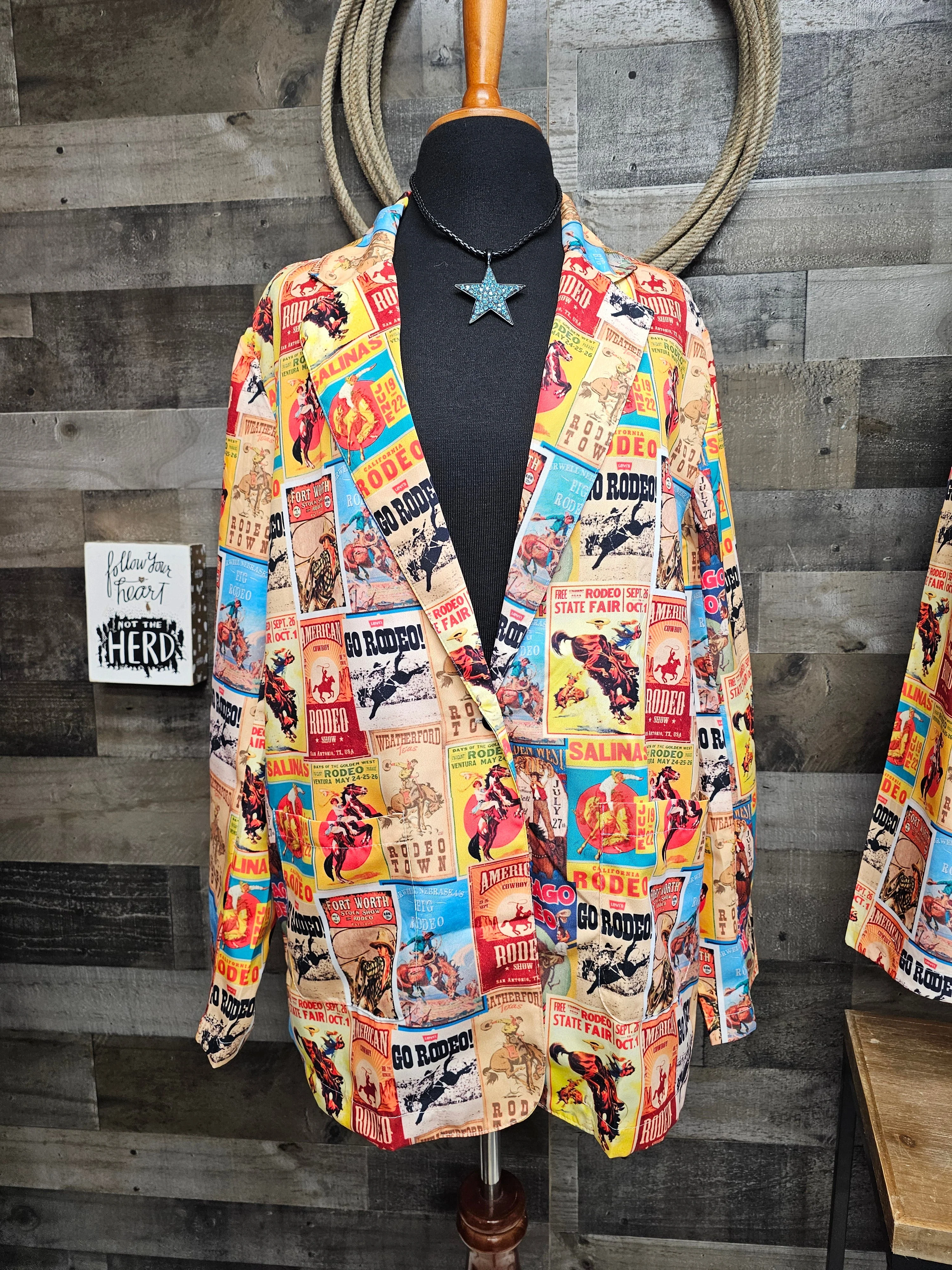 Trusted Baha Ranch Women's Vintage Rodeo Poster Blazer High-Quality