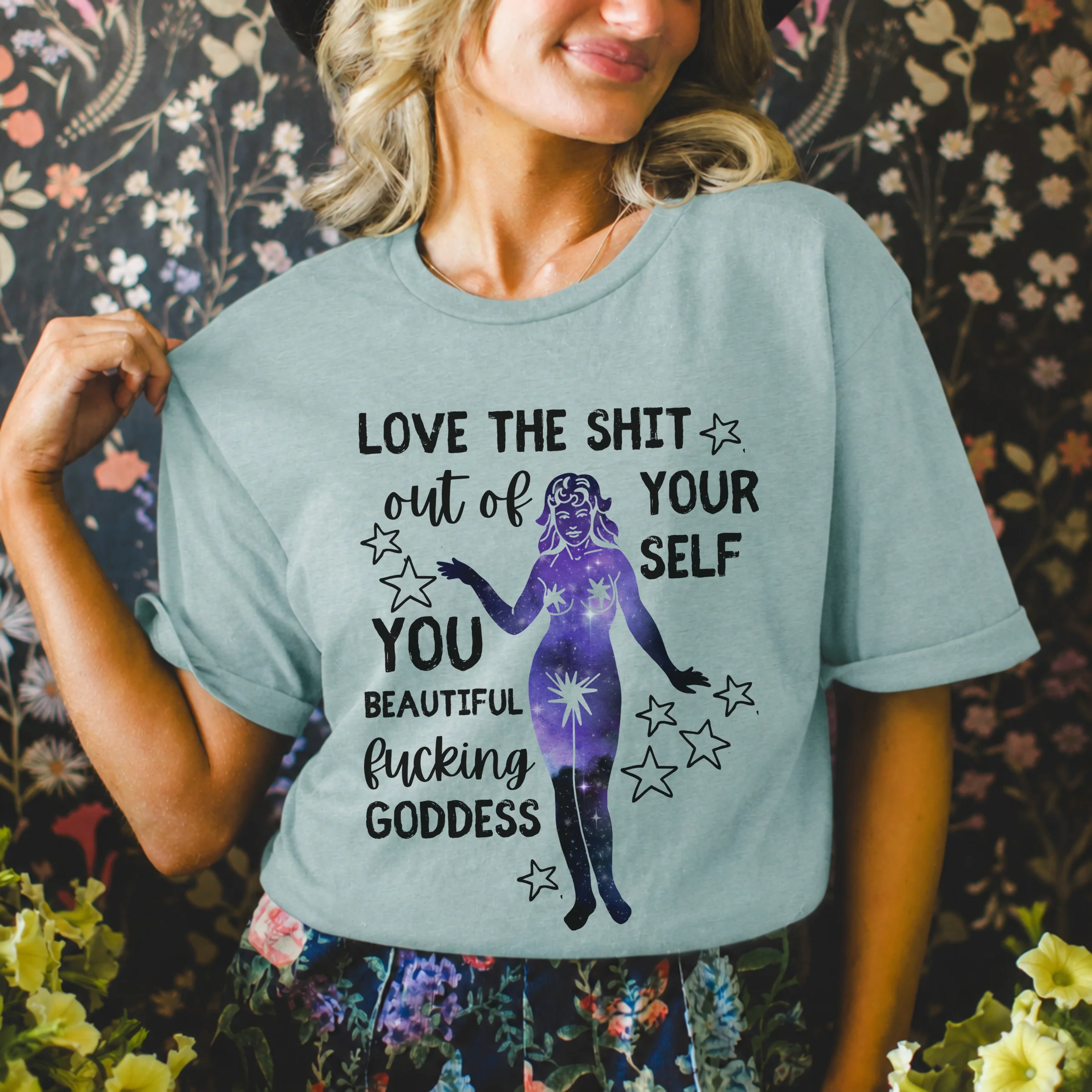 Recyclable Beautiful F cking Goddess Tee Empowerment Graphic T-Shirt Clean