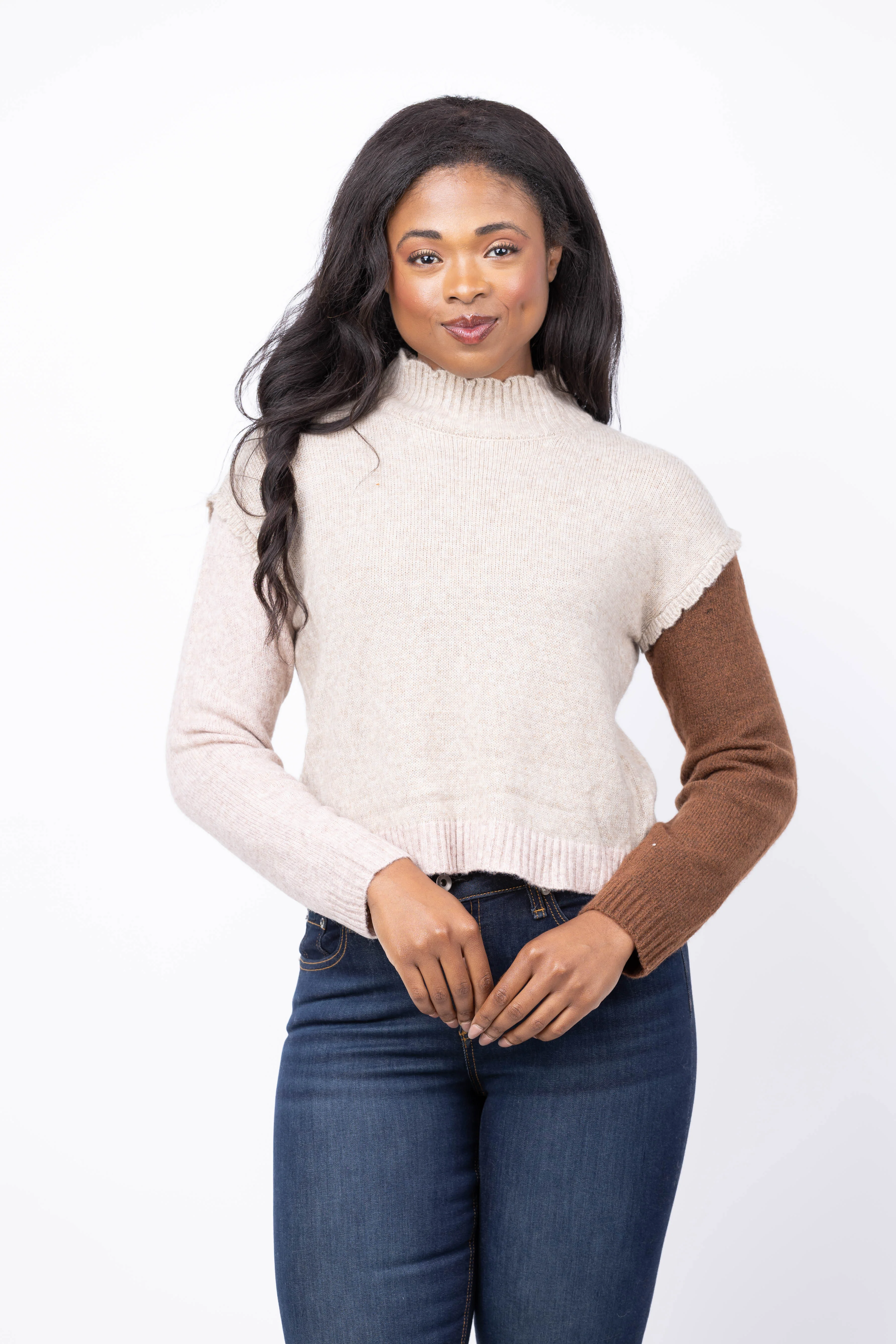 Selected Central Park West Olivia Ruffle Tneck In Pink Combo High-Quality
