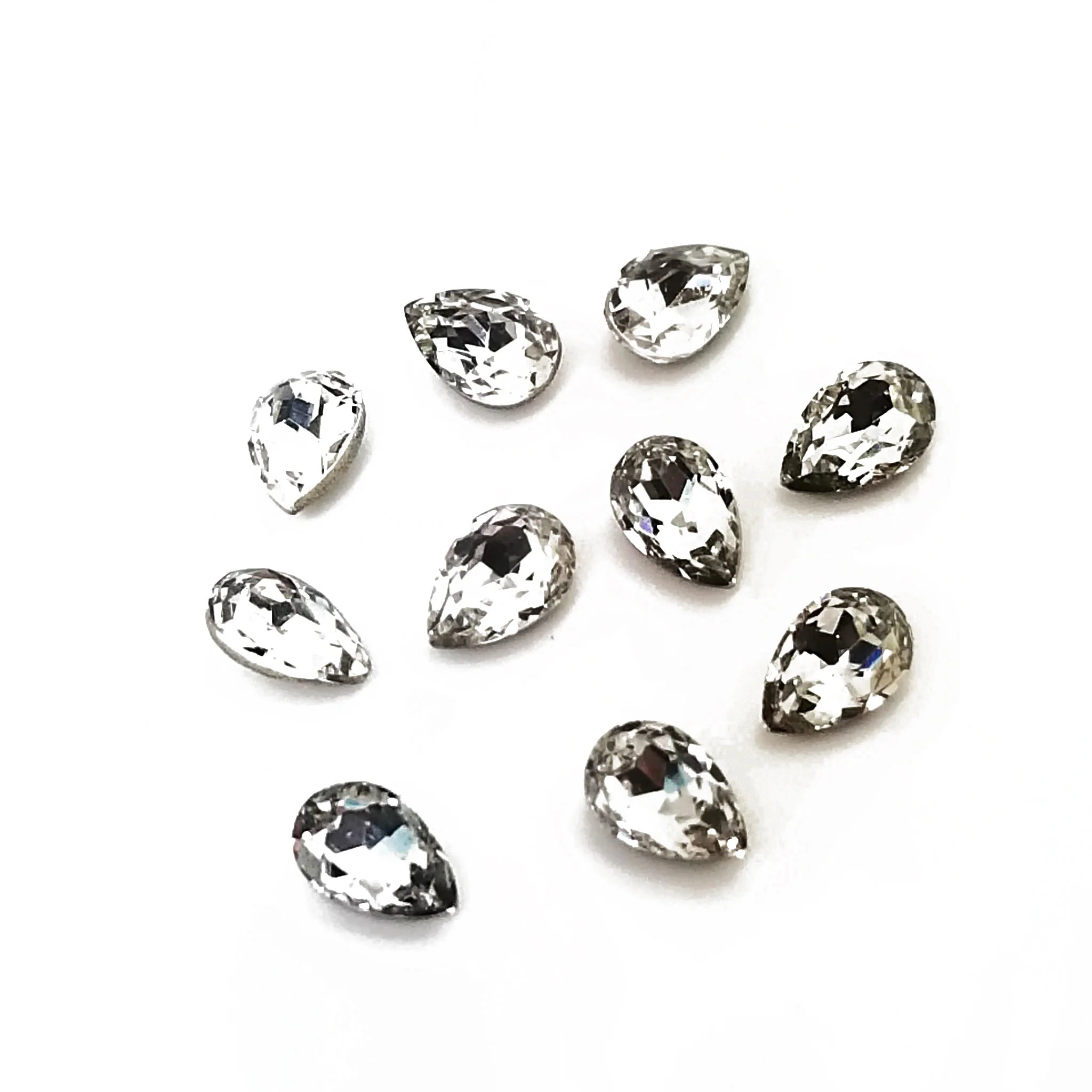 Certified Crystal Rhinestones - Teardrop Point Crystal Clear 6x8mm Powerful