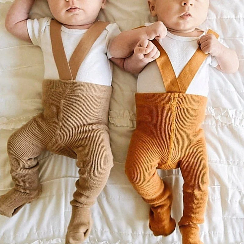 Minimalist Baby Cotton Suspender Leggings Infants Baby Girls Boys Cute Solid Color High Waist Overall Leggings Tights Socks Certified