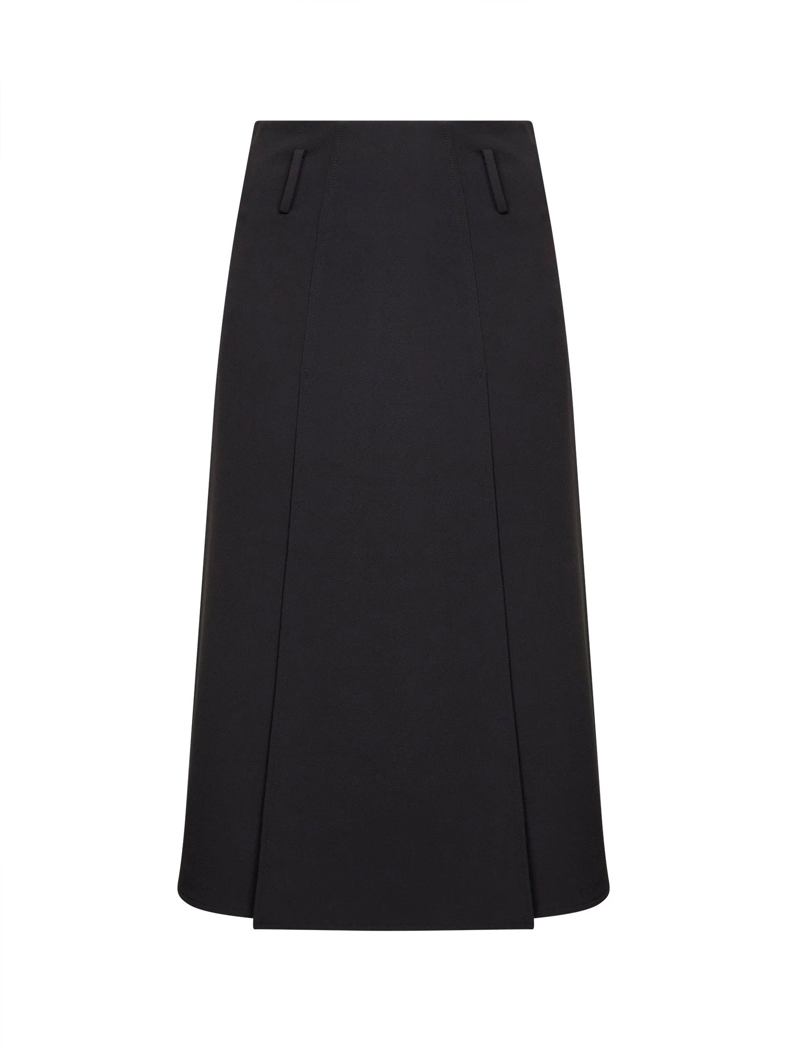 Solid Black Jersey Paneled Midi Skirt Genuine