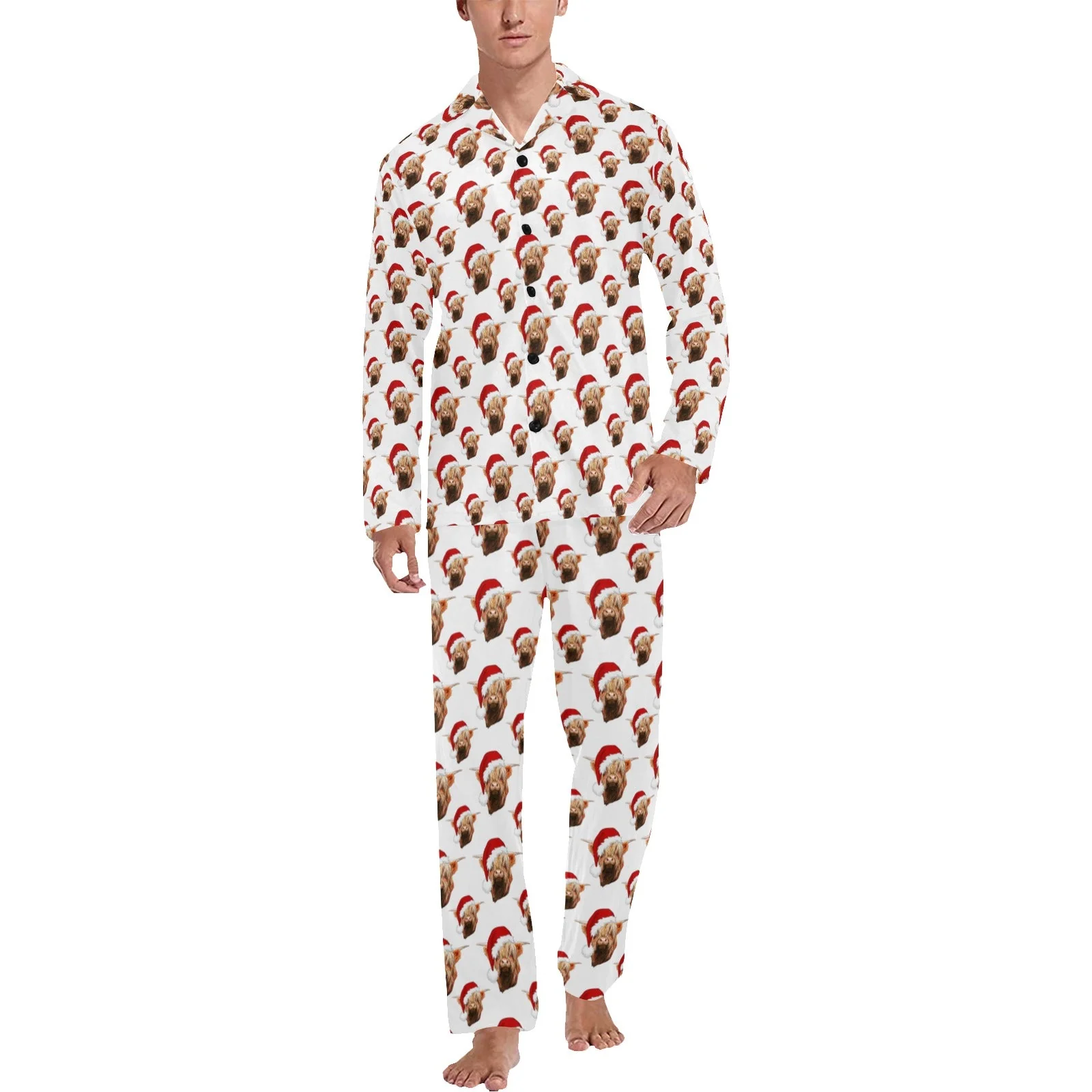 Carefully Designed Highland Christmas Cow Men's Western Pajama Set Professional