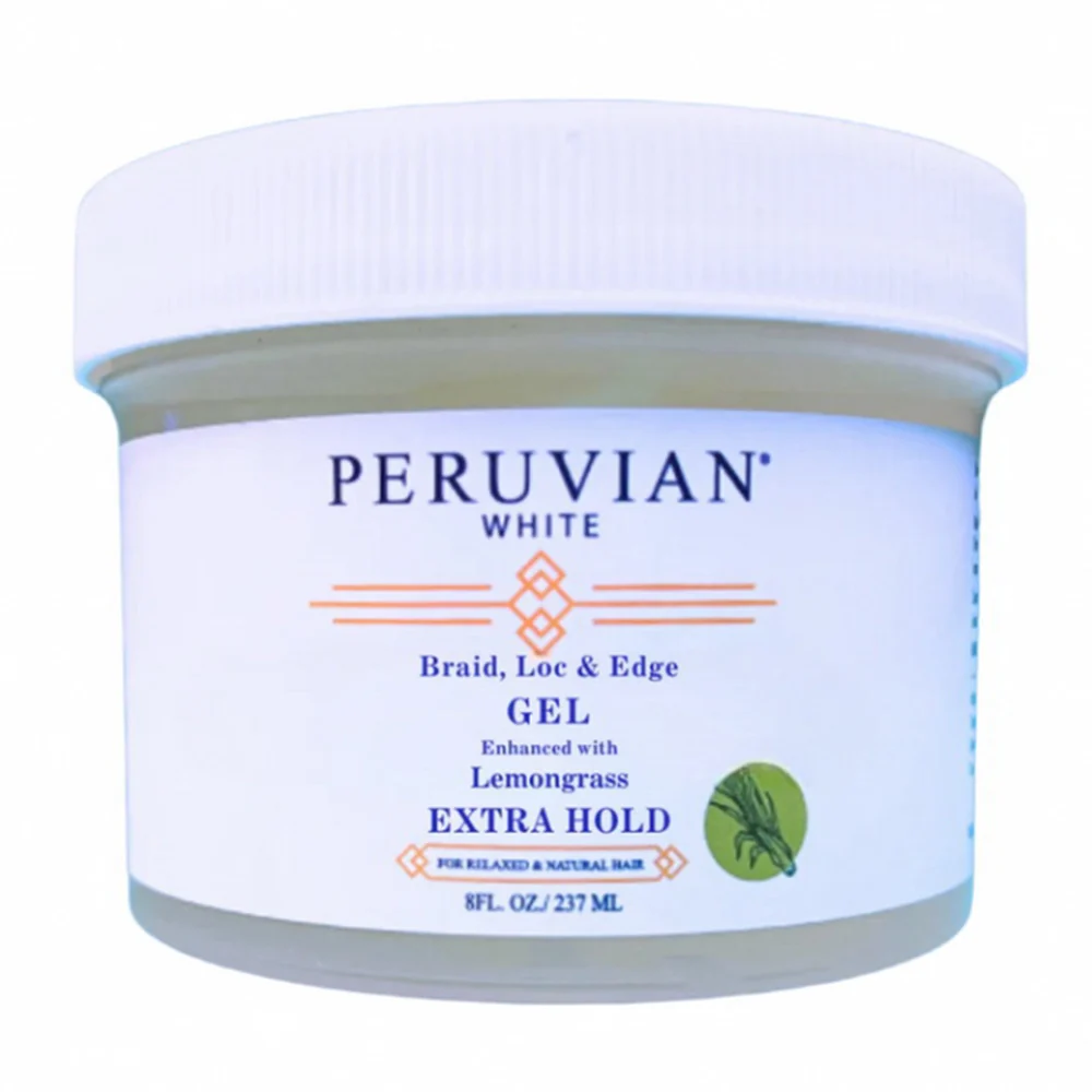 Sustainable Peruvian White Lemongrass Braid Loc and Edge Hair Gel 8Oz 237ml Green