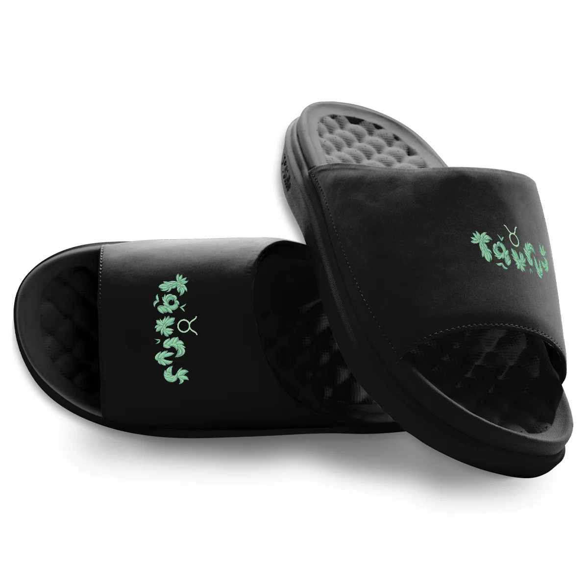 Trusted Taurus Zodiac Elements Motive Slide Sandals Functional