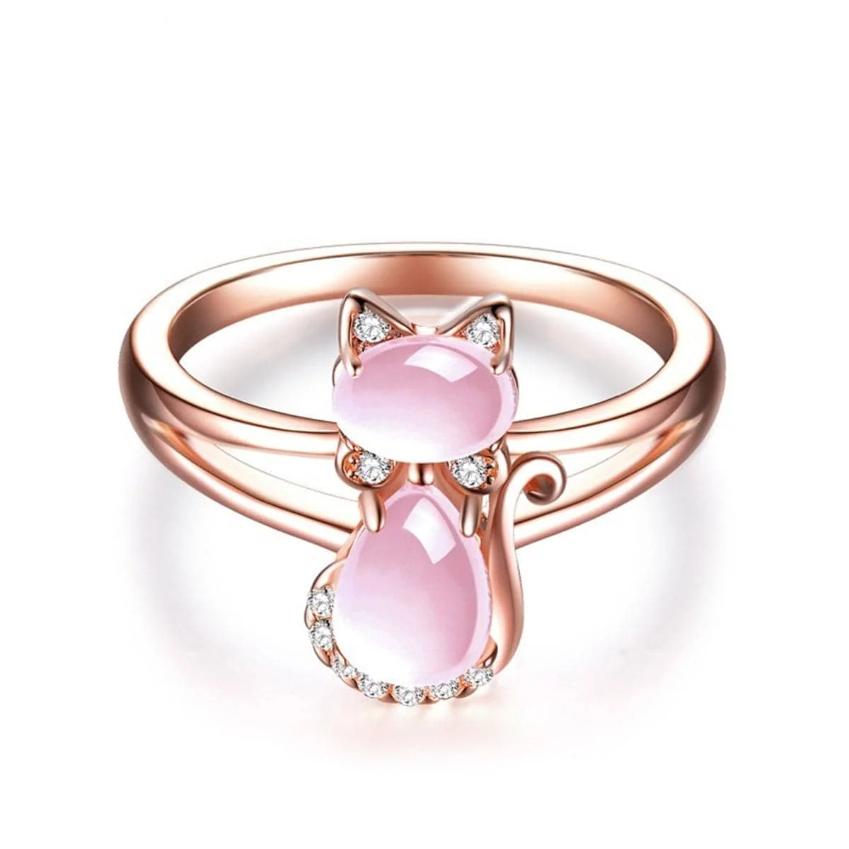 Genuine Pink Crystal Cubic Zirconia Kitty Club Ring Pure
