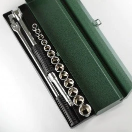 Authentic 17 Piece 1 2 Drive SAE Standard Size Sized Socket Ratchet Wrench Tool Set Green