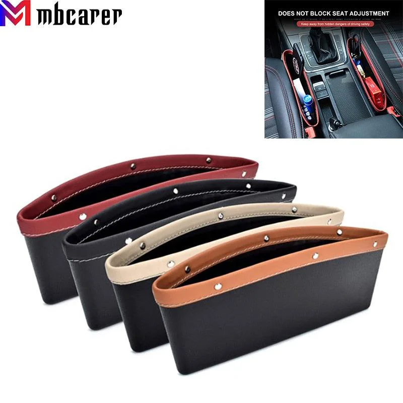 Sustainable Car Seats Gap Bag Case Storage Bag PU Car Organizer Artificial Leather Pocket Slot Storage Pocket Cup Holder Car Accessories Car Seat Gap Organizer Universal Fit Storage Pockets Adjust Helps Reduce Distracted Driving Holds Phone Money Cards Keys Dependable