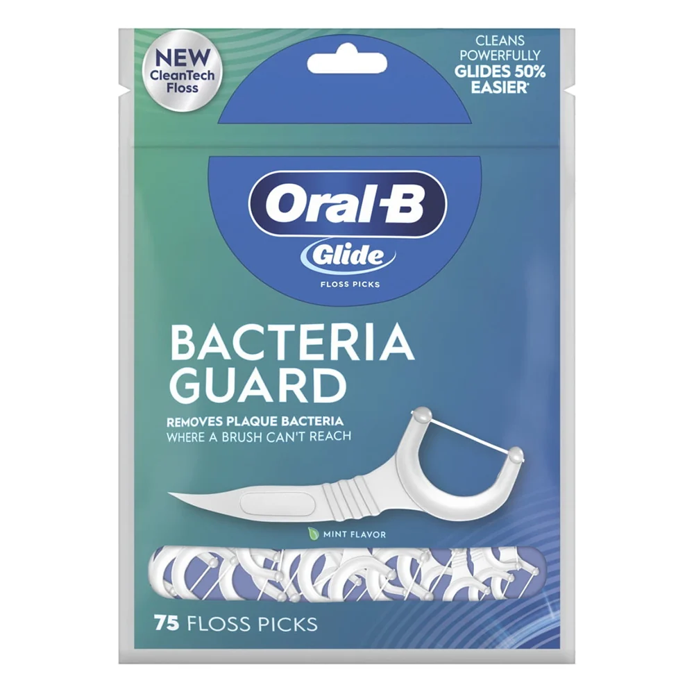 Smart Oral B Glide Bacteria Guard Dental Floss Picks Mint Flavor Helps Removes Plaque Bacteria 75 Ea Relaxed