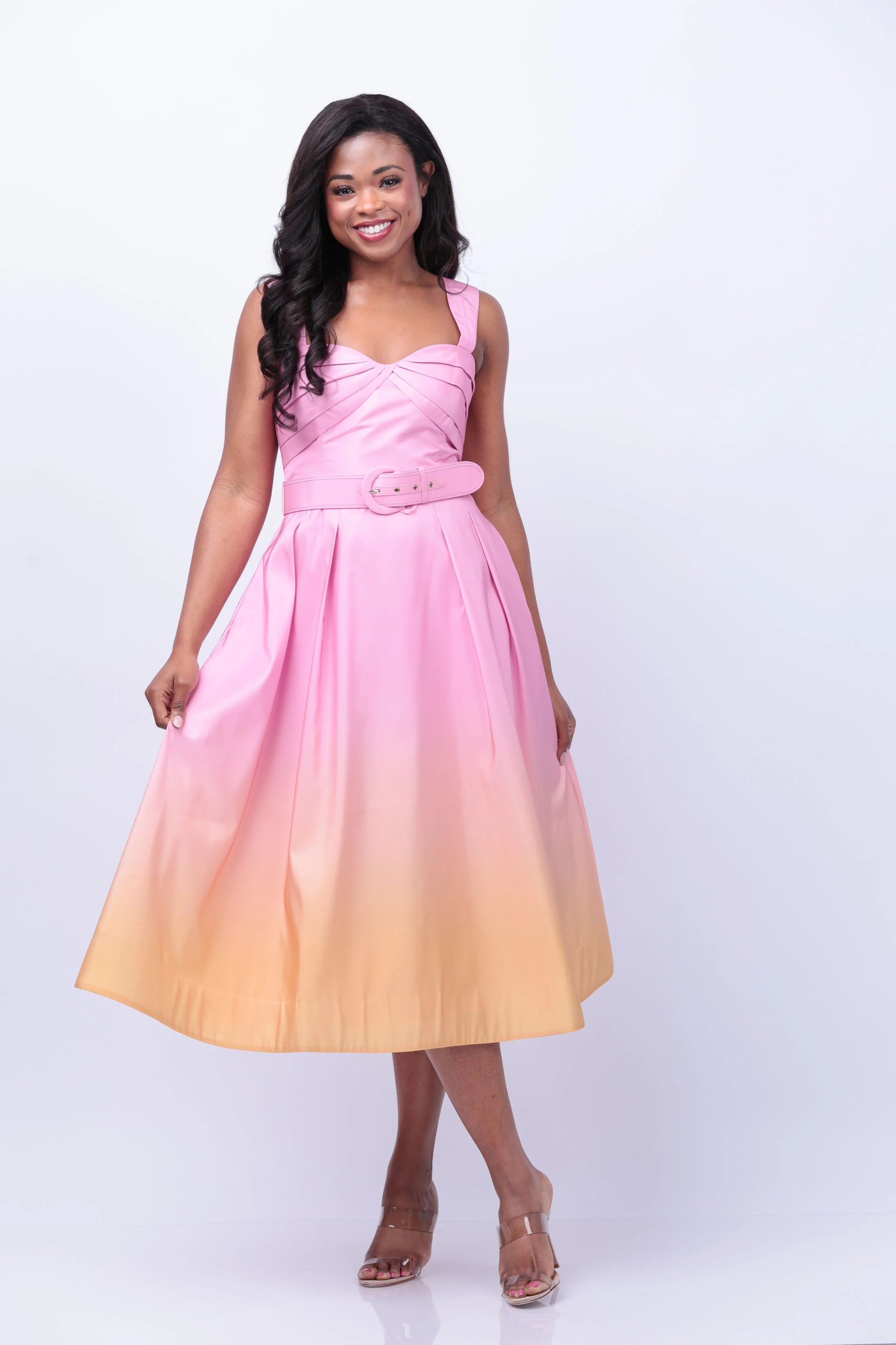 Green Rebecca Vallance Bambina Midi in Pink Yellow Pure