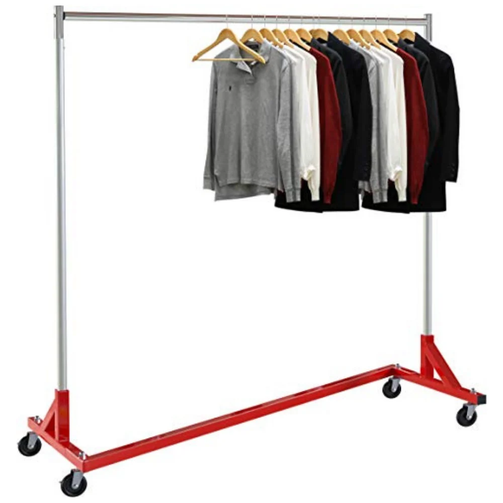 Consistent Large Portable Heavy Duty Clothes Rolling Z Rack Minimalist