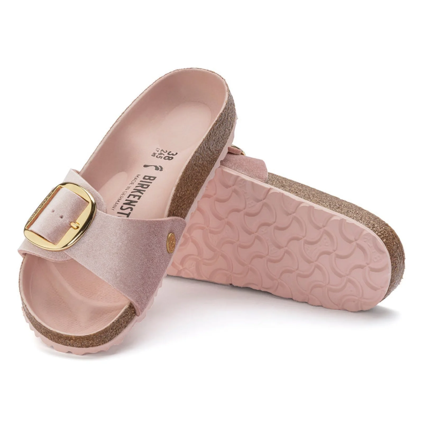 World-Class Birkenstock Unisex Madrid Big Buckle Rivet Logo Velvet Light Rose Smart