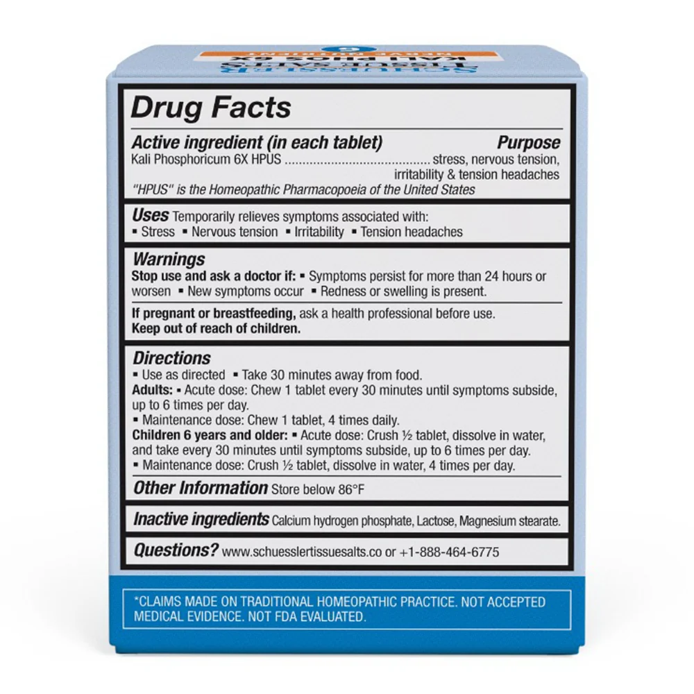 Smart Schuessler Tissue Salts Kali Phos 6X Nerve Nutrient Oral Tablets 125Ea Superior