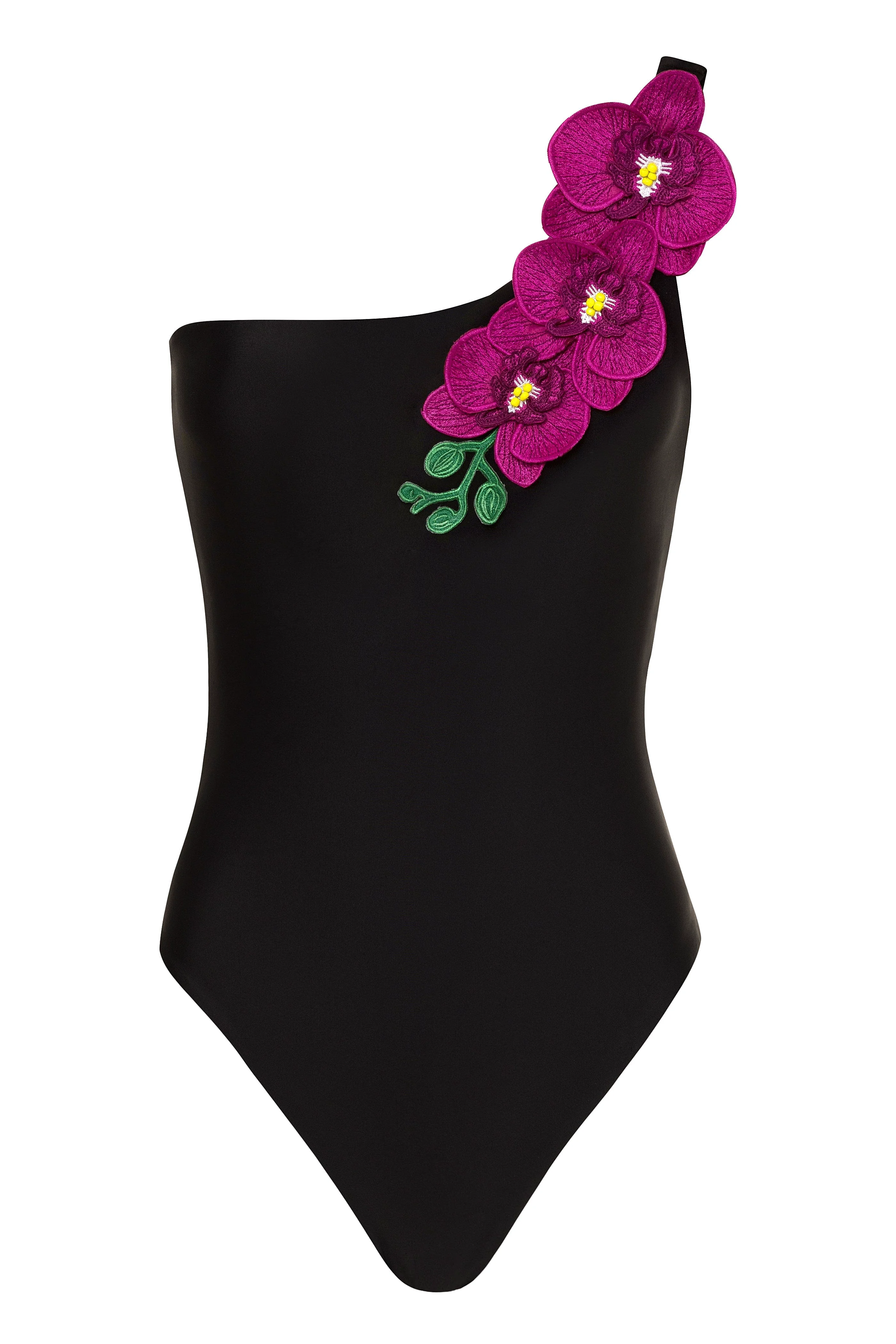 Breathable Vanda - Black One Shoulder Style Swimsuit Innovative