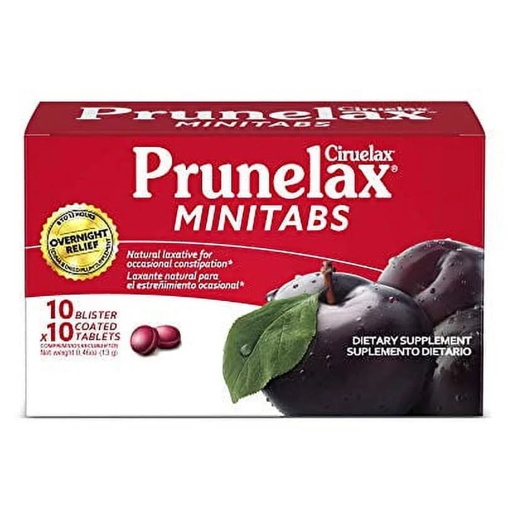 Enhanced Prunelax Ciruelax Minitabs Natural Laxative for Occasional Constipation Supplement Tablets 100 Ea Easy-to-Use