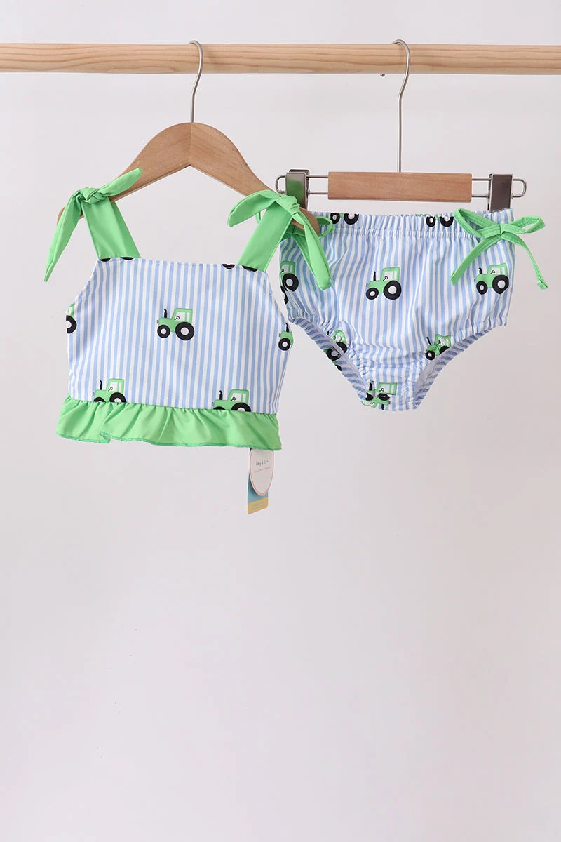 Consistent Blue Tractor Stripe UPF Swim Set Advanced