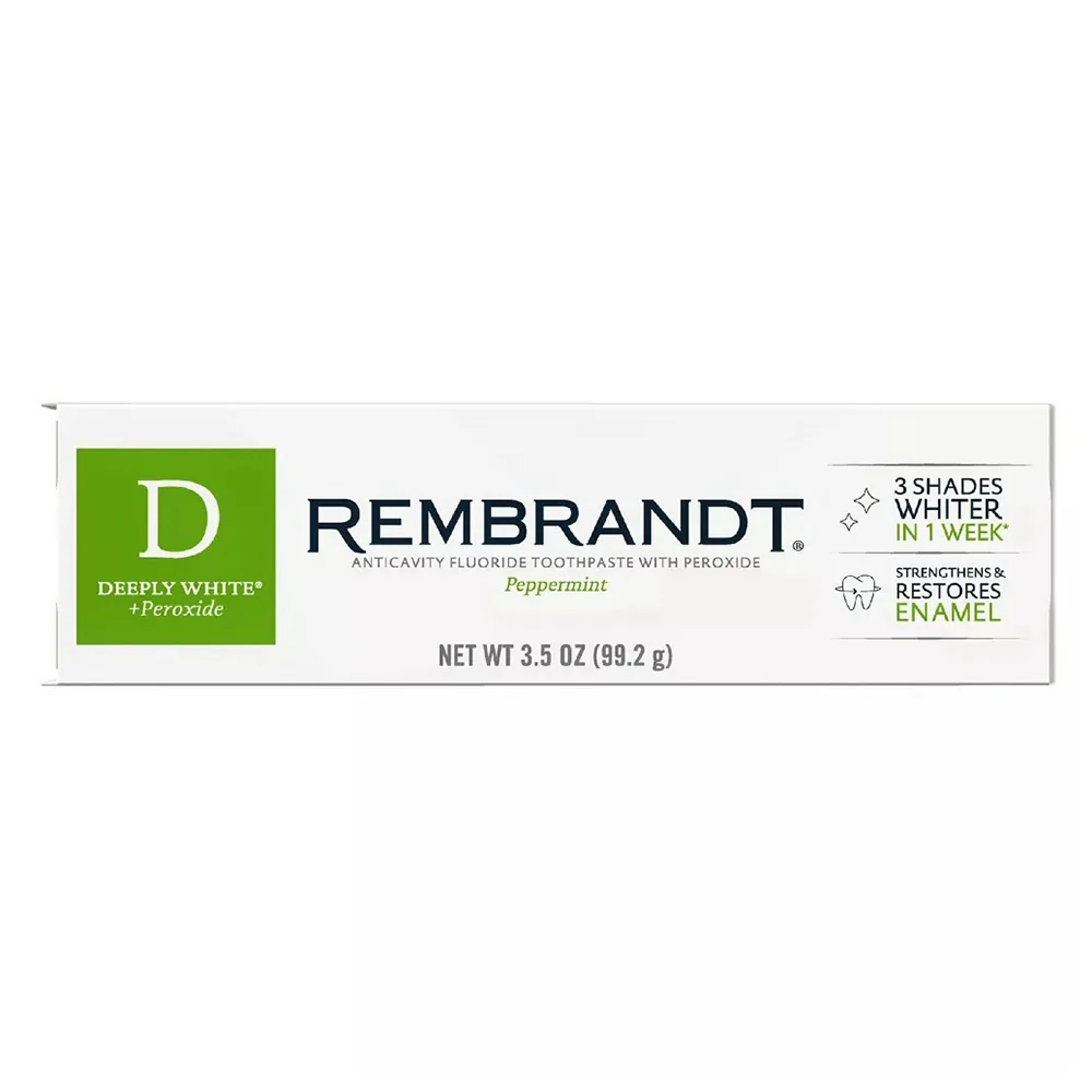 Natural Rembrandt Deeply Whitening Fluoride White Peroxide Toothpaste Peppermint 3.5Oz 99g Certified