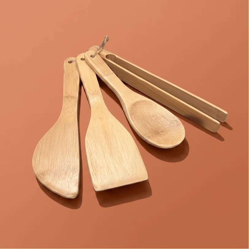 Top-Quality Bamboo Kitchen Utensil Set 4 Pieces Lightweight