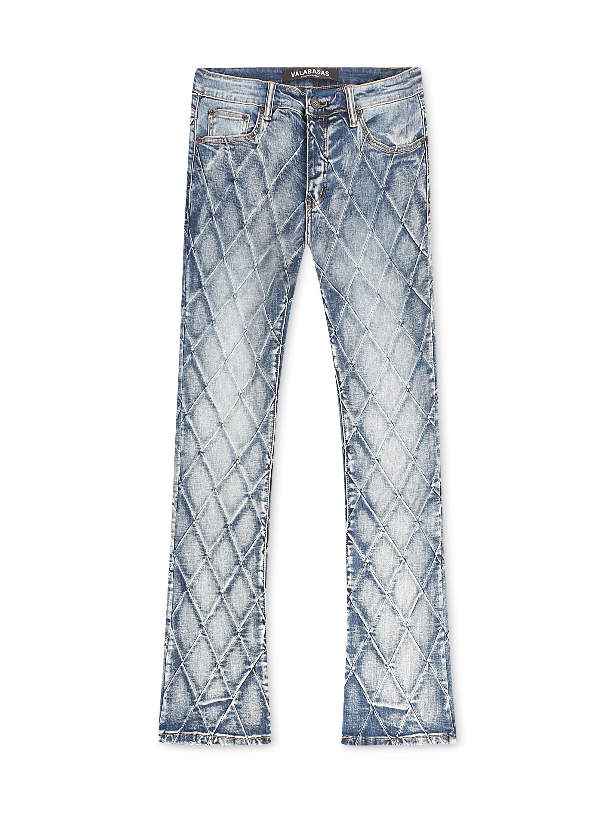 User-Friendly Valabasas Tire Stacked Jeans - Blue Washed Contemporary