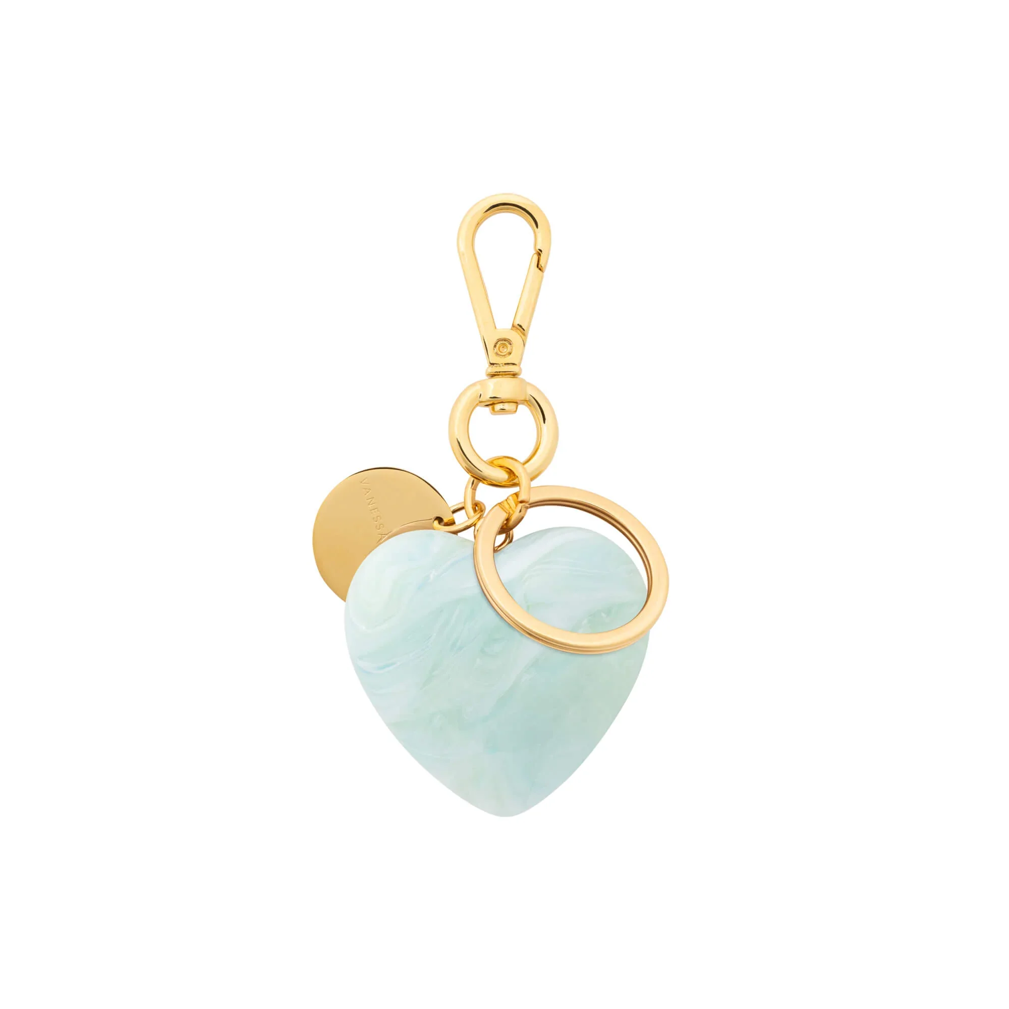 Flexible Vanessa Baroni Heart Key Chain Charm in Cloud Marble Unique