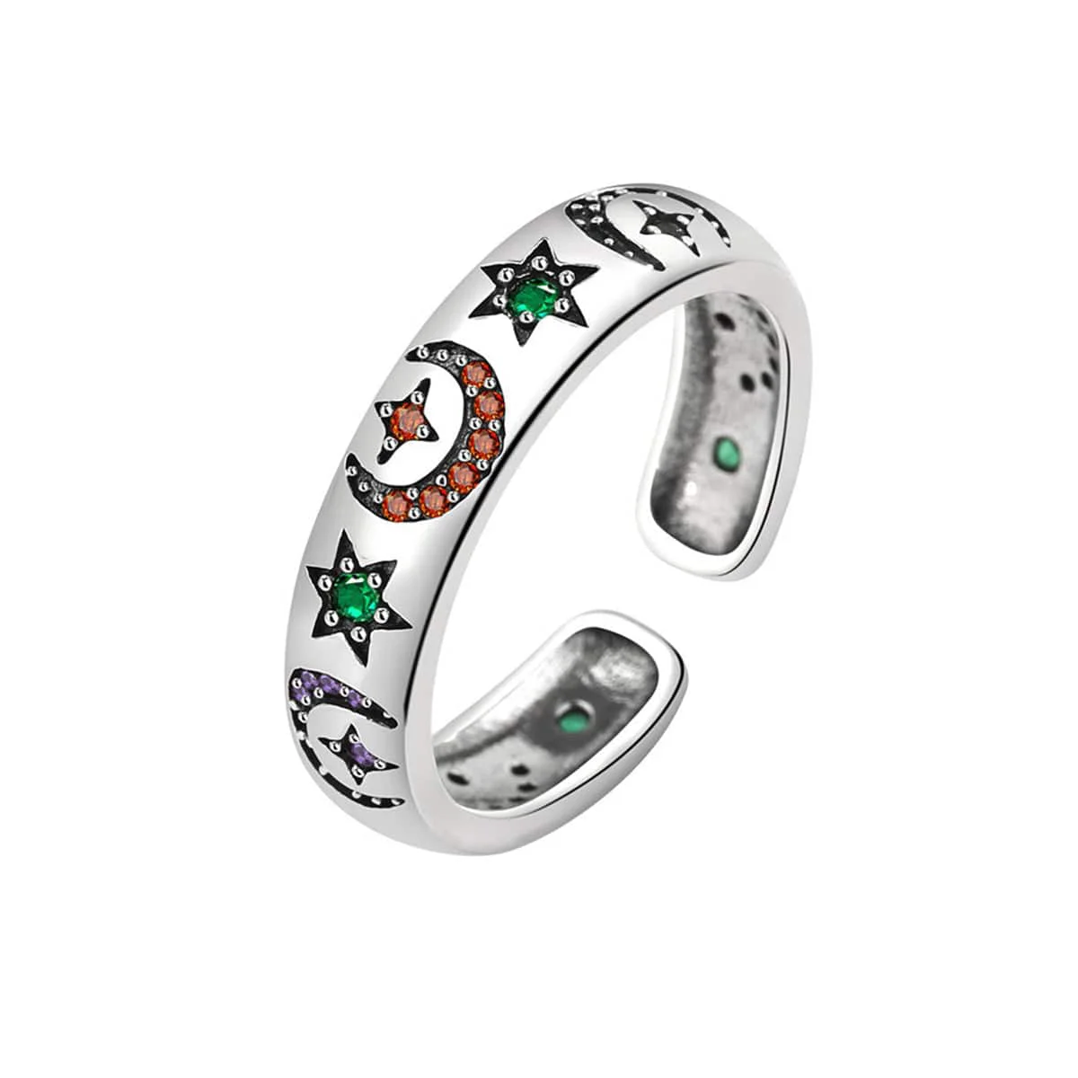 Versatile Cubic Zirconia Orange Crystal Celestial Ring Powerful