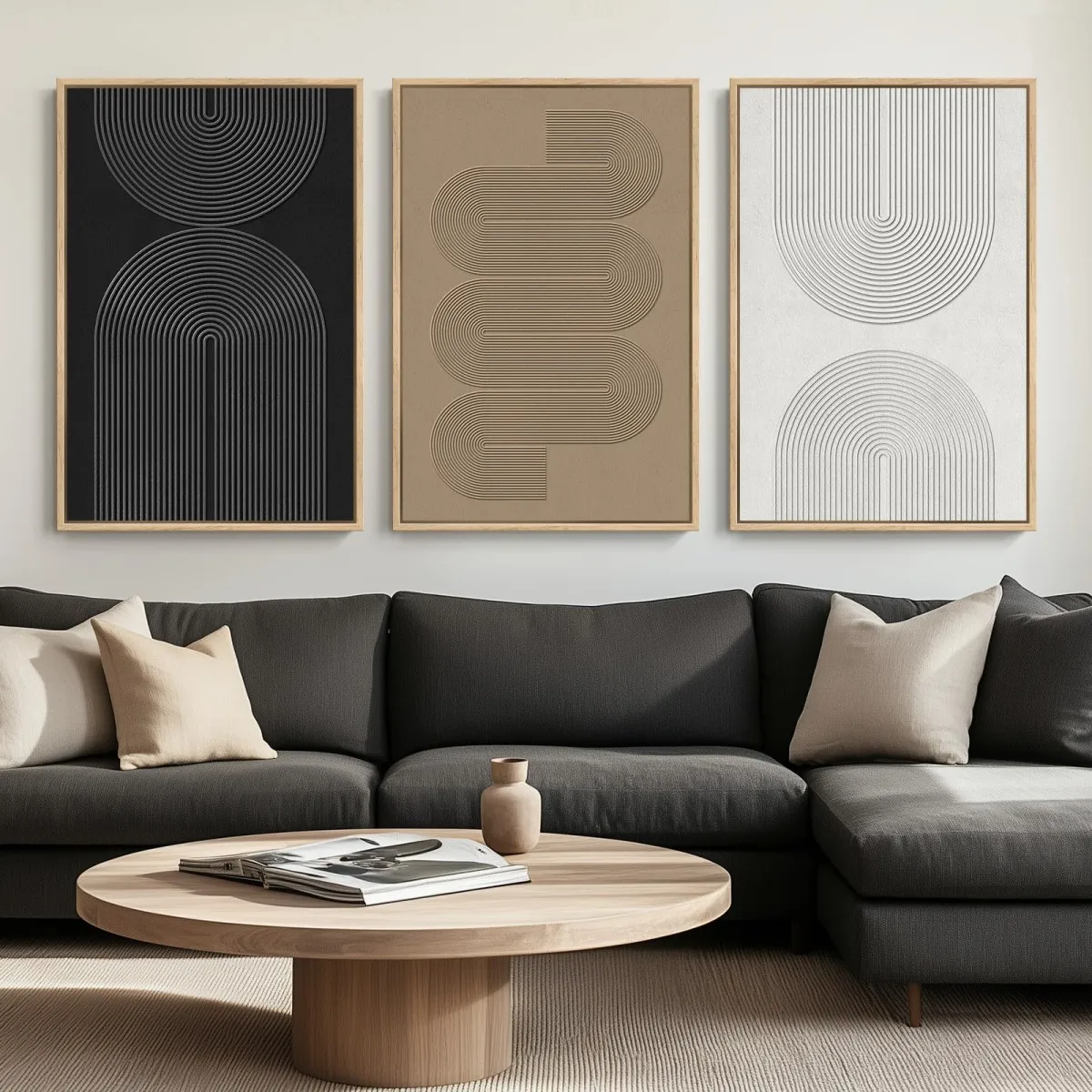 Organic 3Pcs Modern Abstract Line Canvas Wall Decor（No Frame） Expertly Made