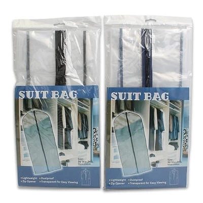 Fine Crafted 2 Zip Up Vinyl Plastic Zipper Zippered Garment Suit Storage Bag Holder Protector Soft