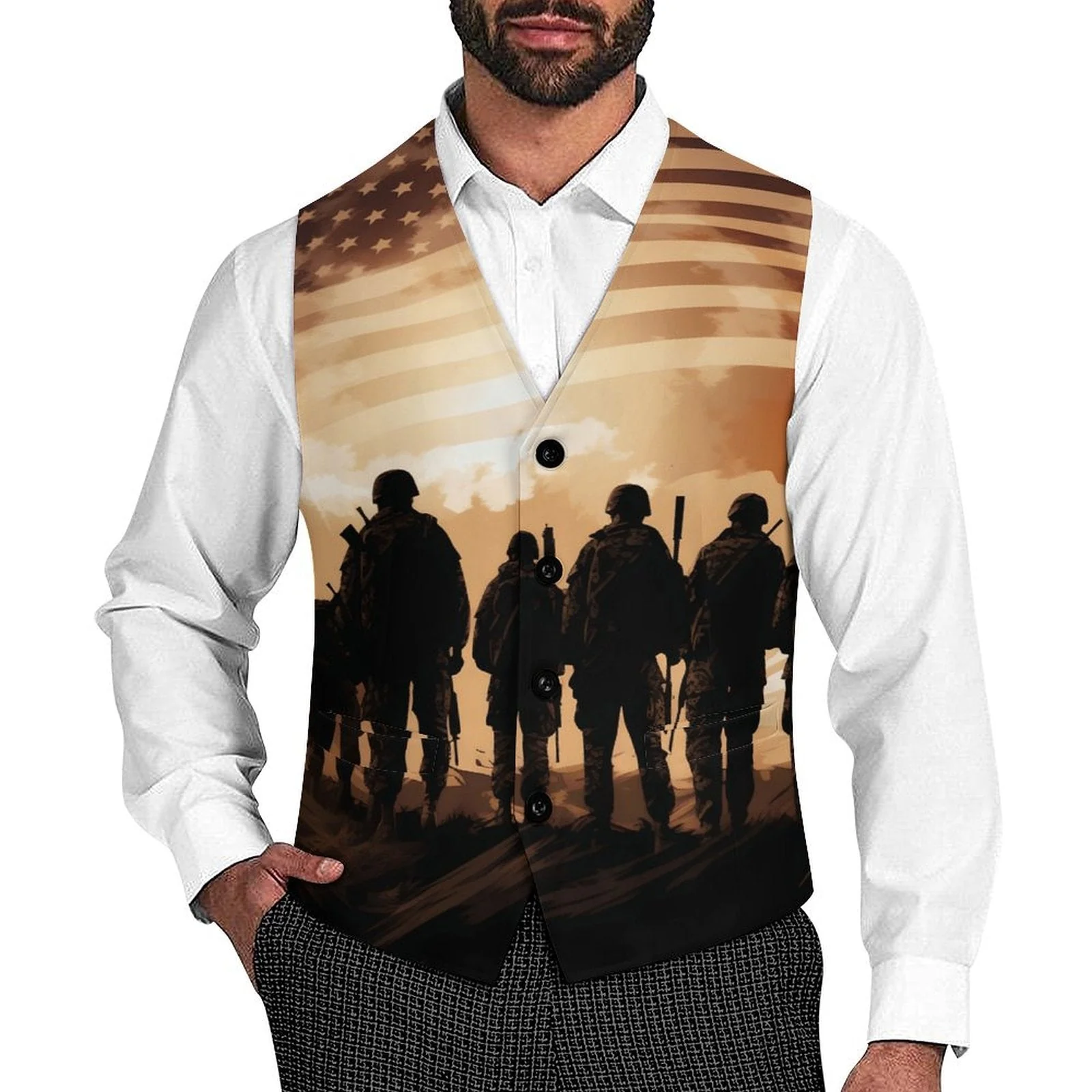 Exceptional American Patriot Men's Western Vest High-End