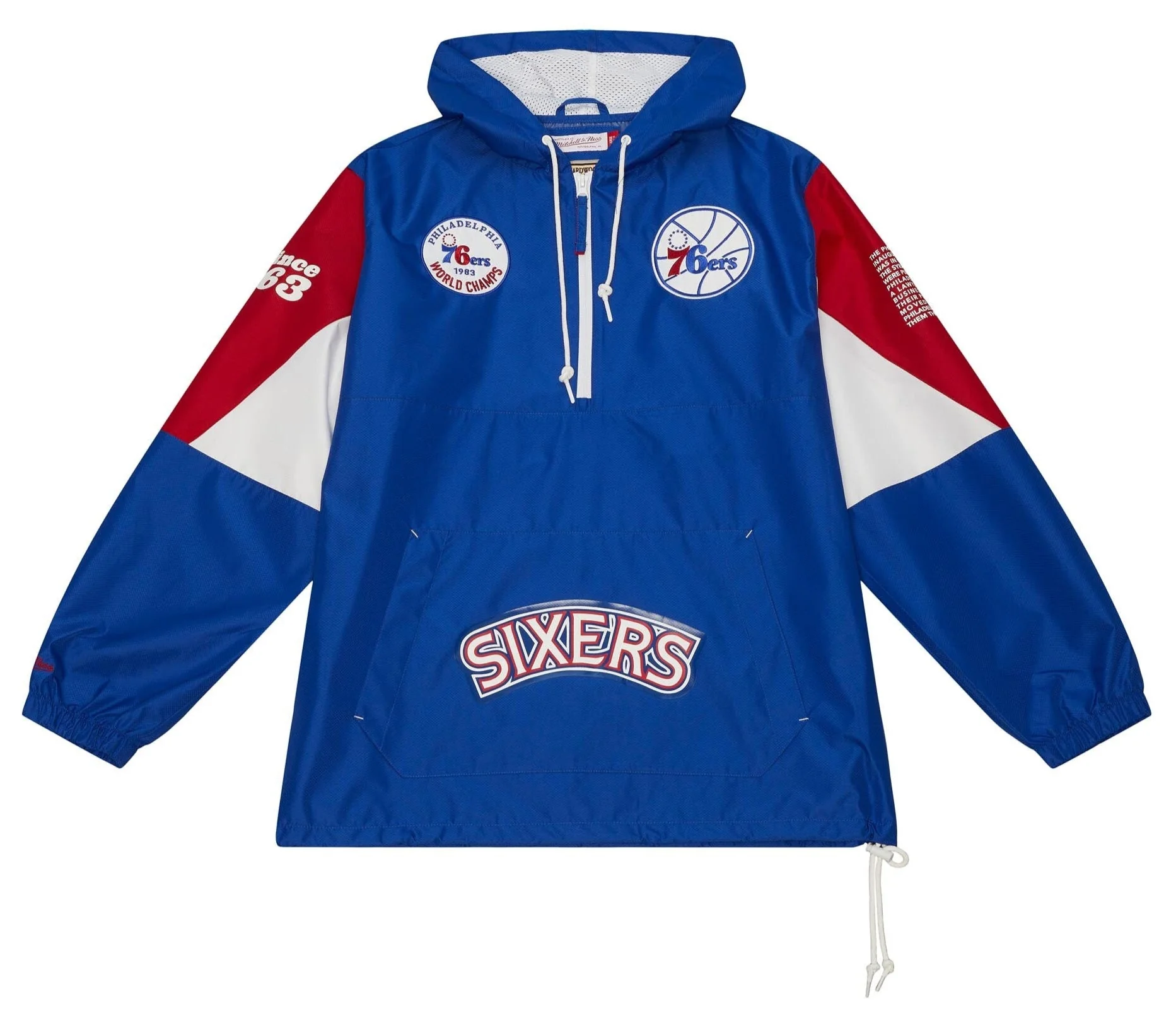 Easy-to-Use Mitchell Ness Men's NBA Team Origins Pullover Anorak 76Ers Reusable