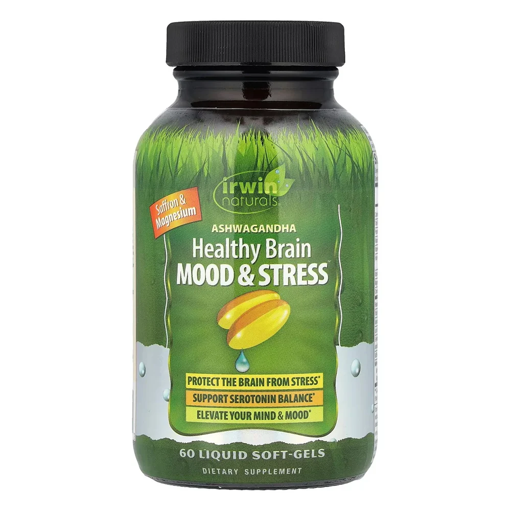 Clean Irwin Naturals Ashwagandha Healthy Brain Mood and Stress Softgels 60Ea Solid