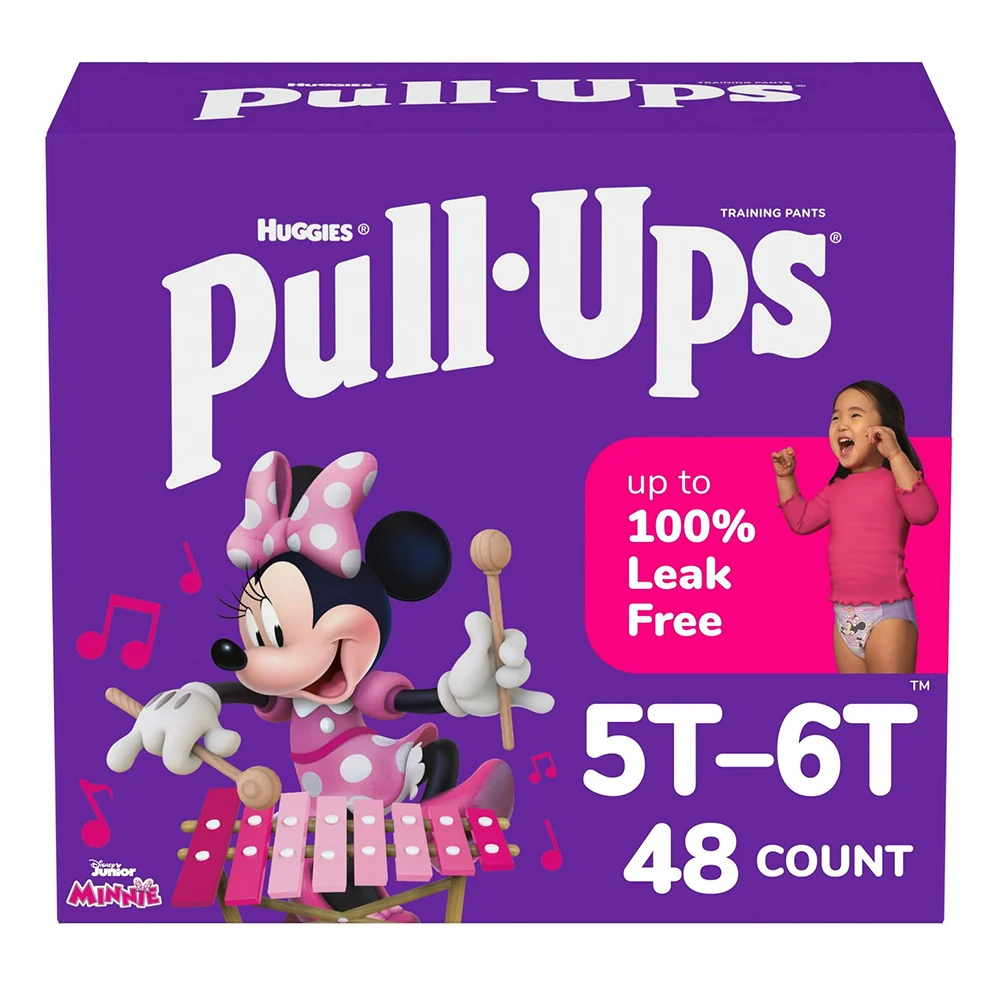 Versatile Huggies Pull Ups Girls Training Pants 5T to 6T for Potty Training with Leak Protection 48Ea Natural