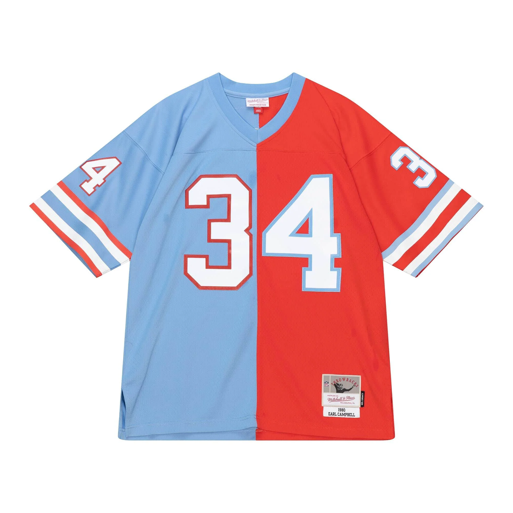 Verified Mitchell Ness NFL Split Legacy Jersey Houston Oilers 1980 Earl Campbell Jerseys Traditional