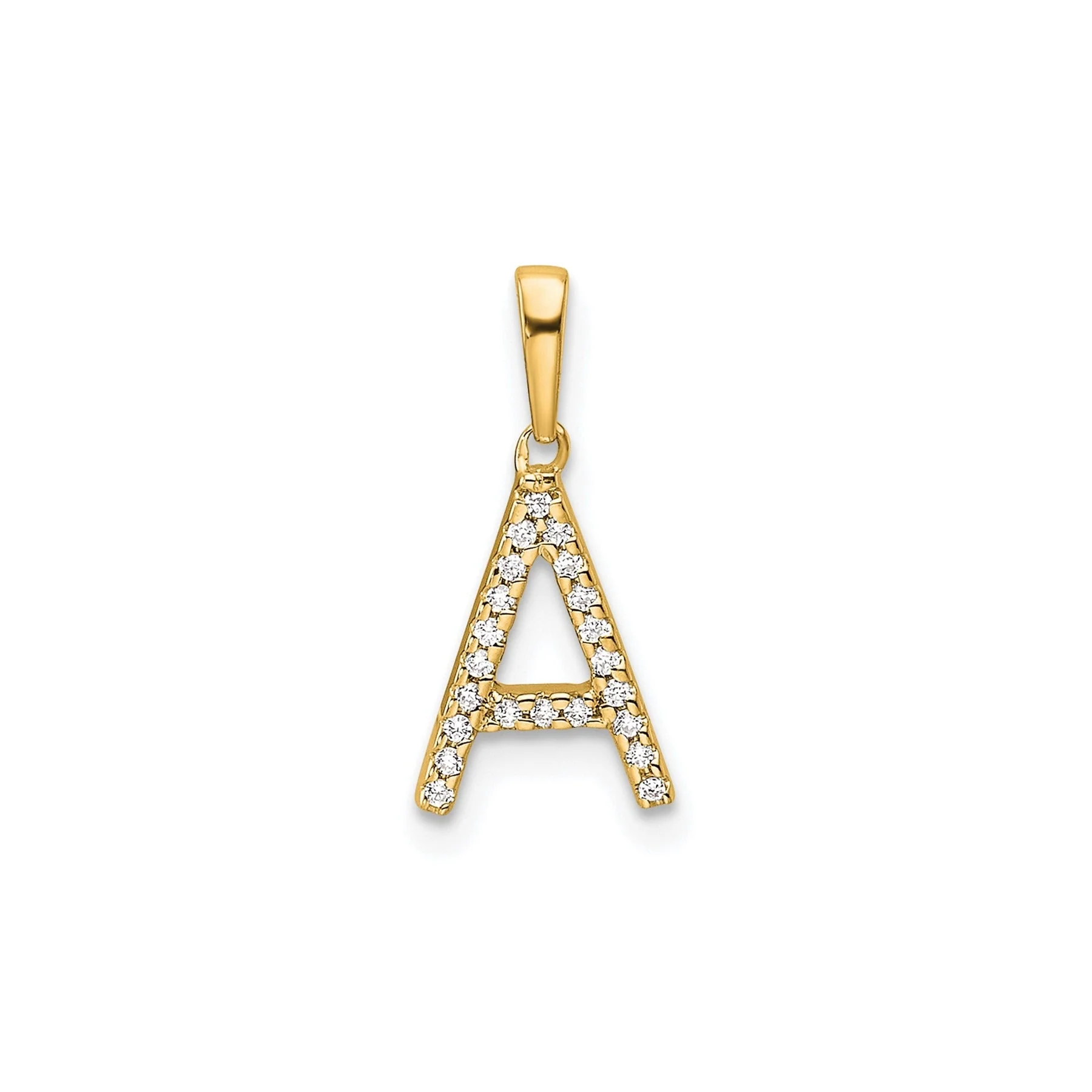 World-Class 14K Gold Letter Initial Pave Diamond Pendant Top-Quality