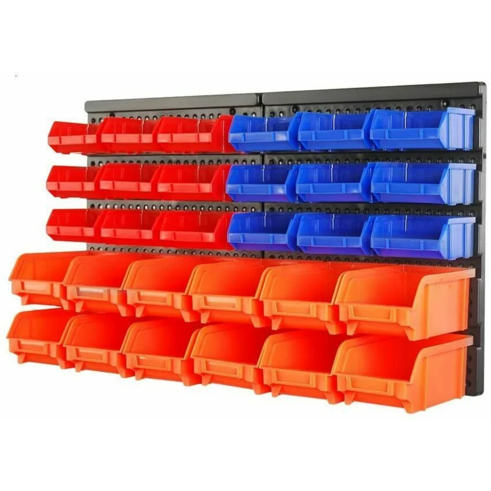 Practical Spacious Wall Mounted Garage Tool Storage Organizer Bins Comfortable