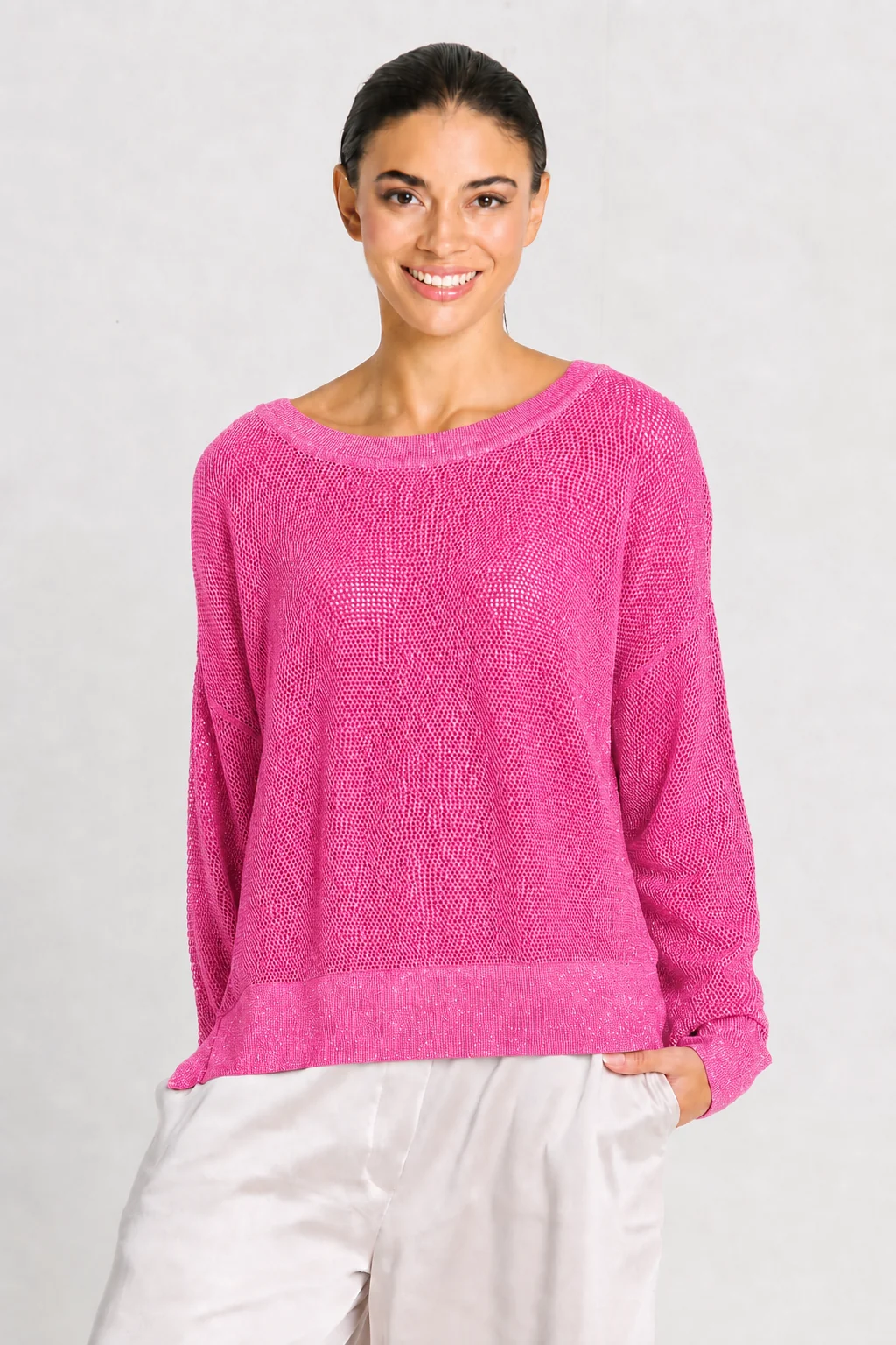 Trendy Pima Cotton Metallic Mini Seed Stitch - Punch Silver Top-Quality