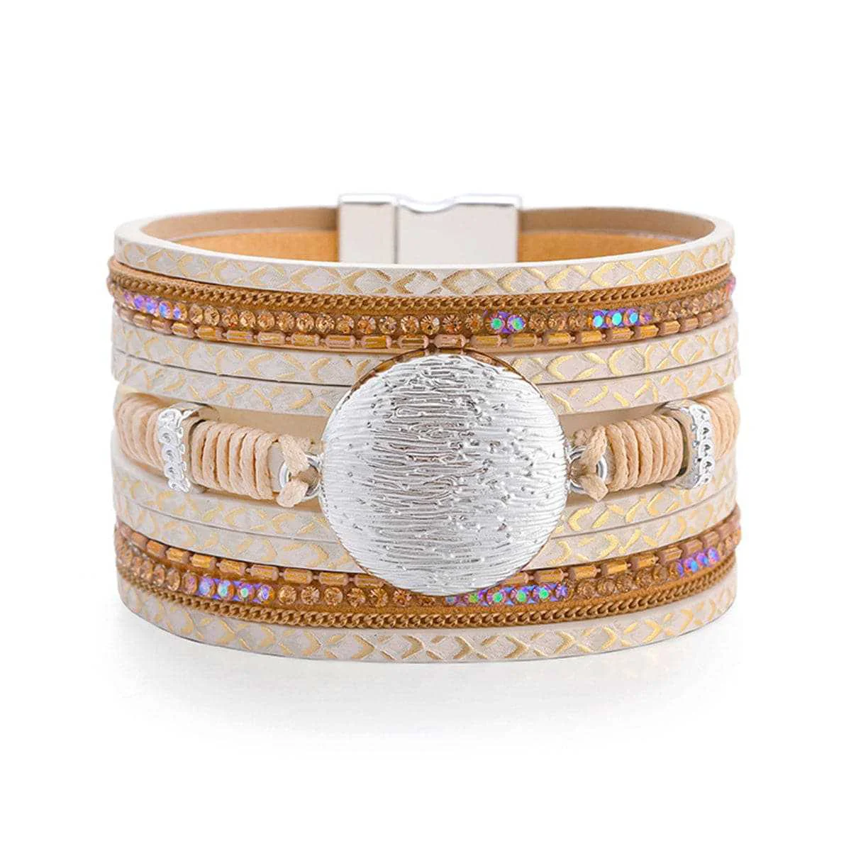 Selected Cubic Zirconia Beige Polystyrene Round Stacked Bracelet Innovative