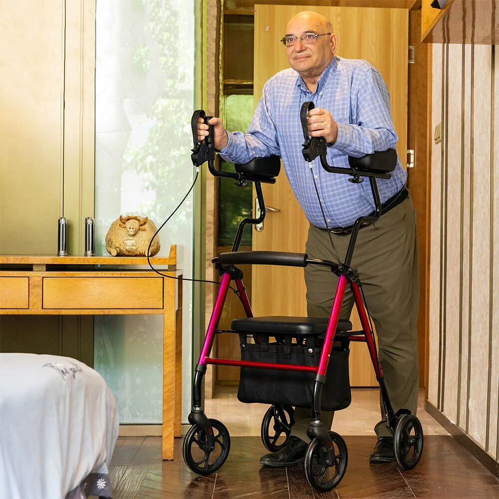 Certified Deluxe Stand Upright Padded Senior Walker Rollator Carefully Designed