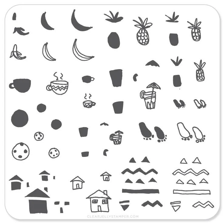 Dependable Summer Drinks and Fruit Doodle CjS-20 - CJS Small Stamping Plate Functional