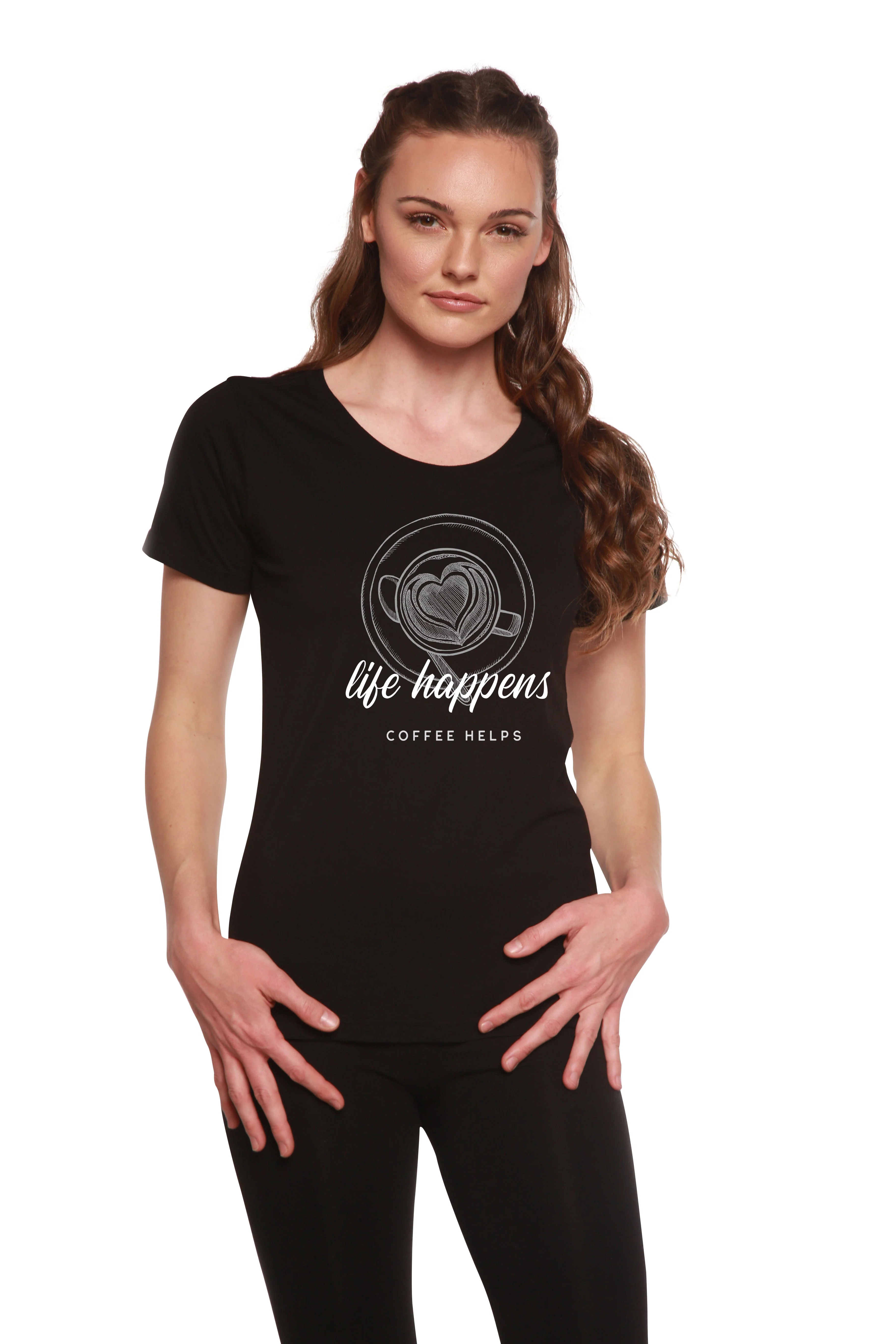 Sustainable Life Happens Printed Women's Bamboo Cotton Short Sleeve Scoop Neck T-Shirt Reliable