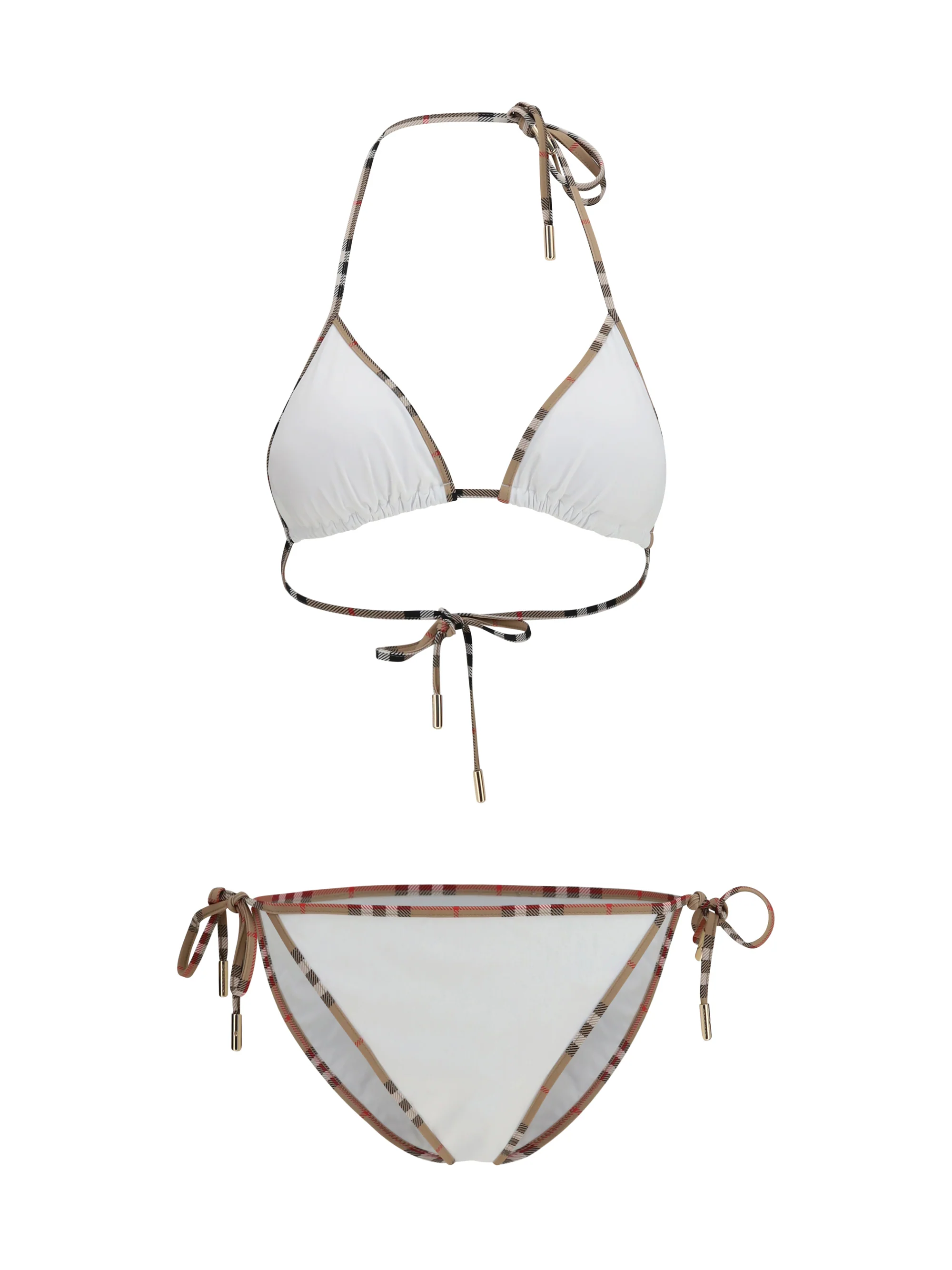Eco-Friendly Triangle Bikini Check Detail White Efficient