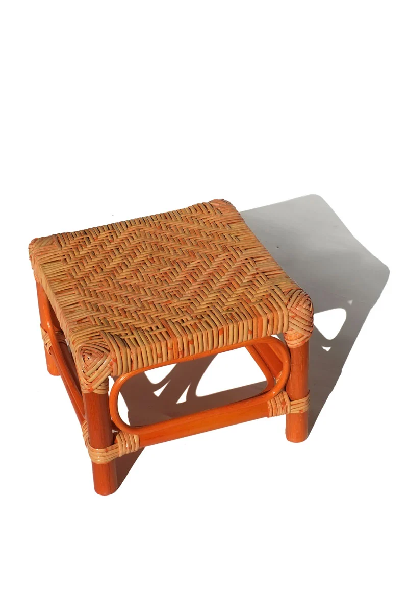 Expertly Made rattan stool - short square Artisan