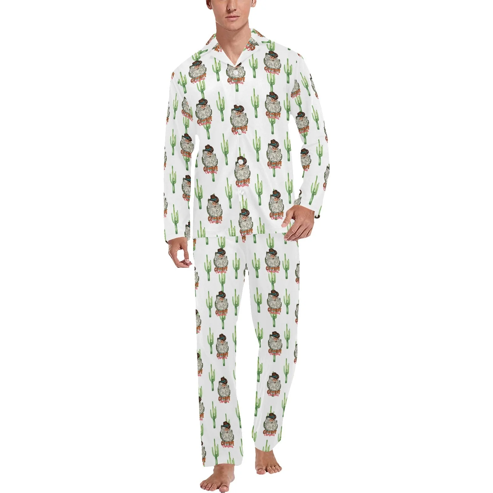 Professional Cowboy Christmas Men's Western Pajama Set Comfortable