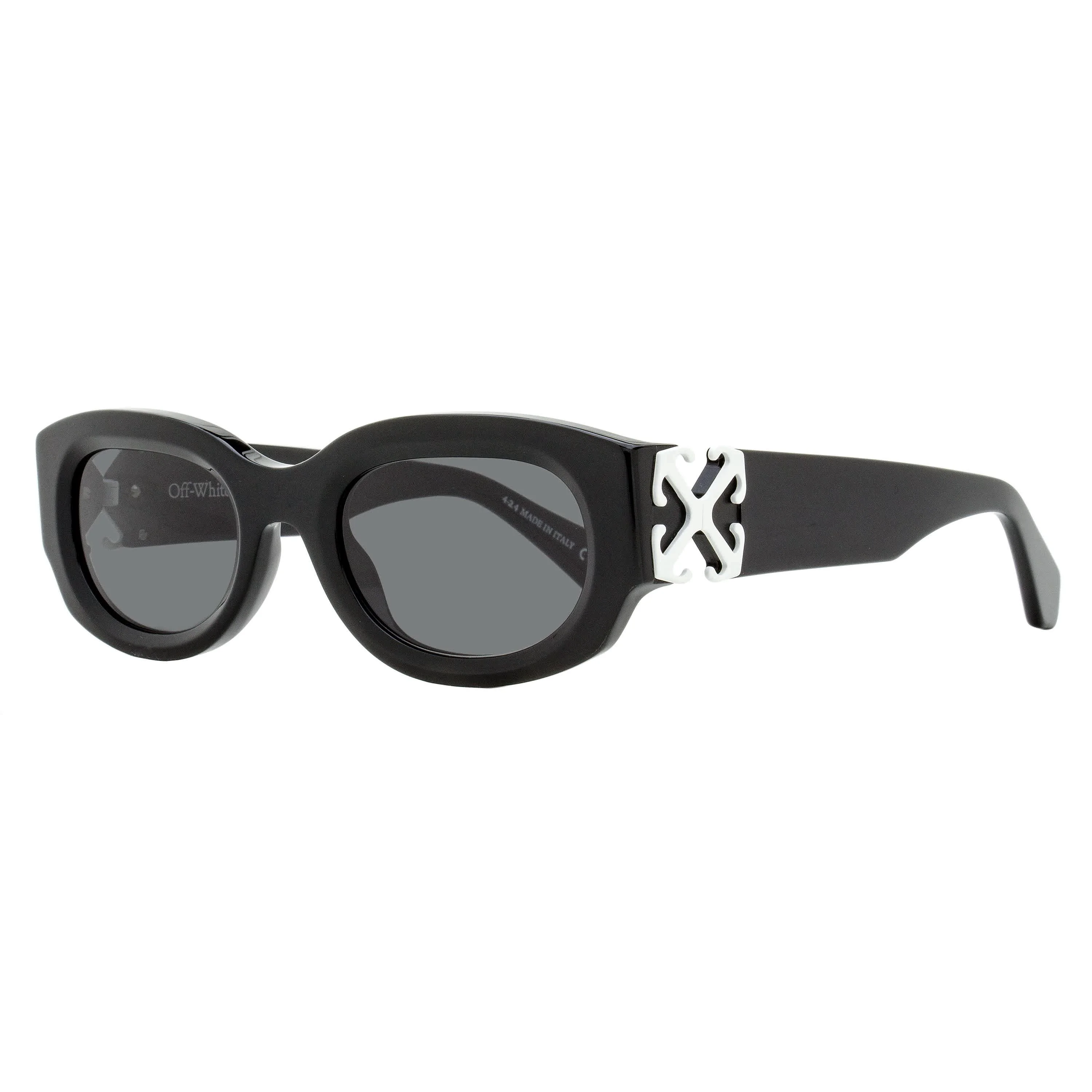 Detailed Off-white Oval Palmer Sunglasses OERI14E 1007 Black 52mm Soft