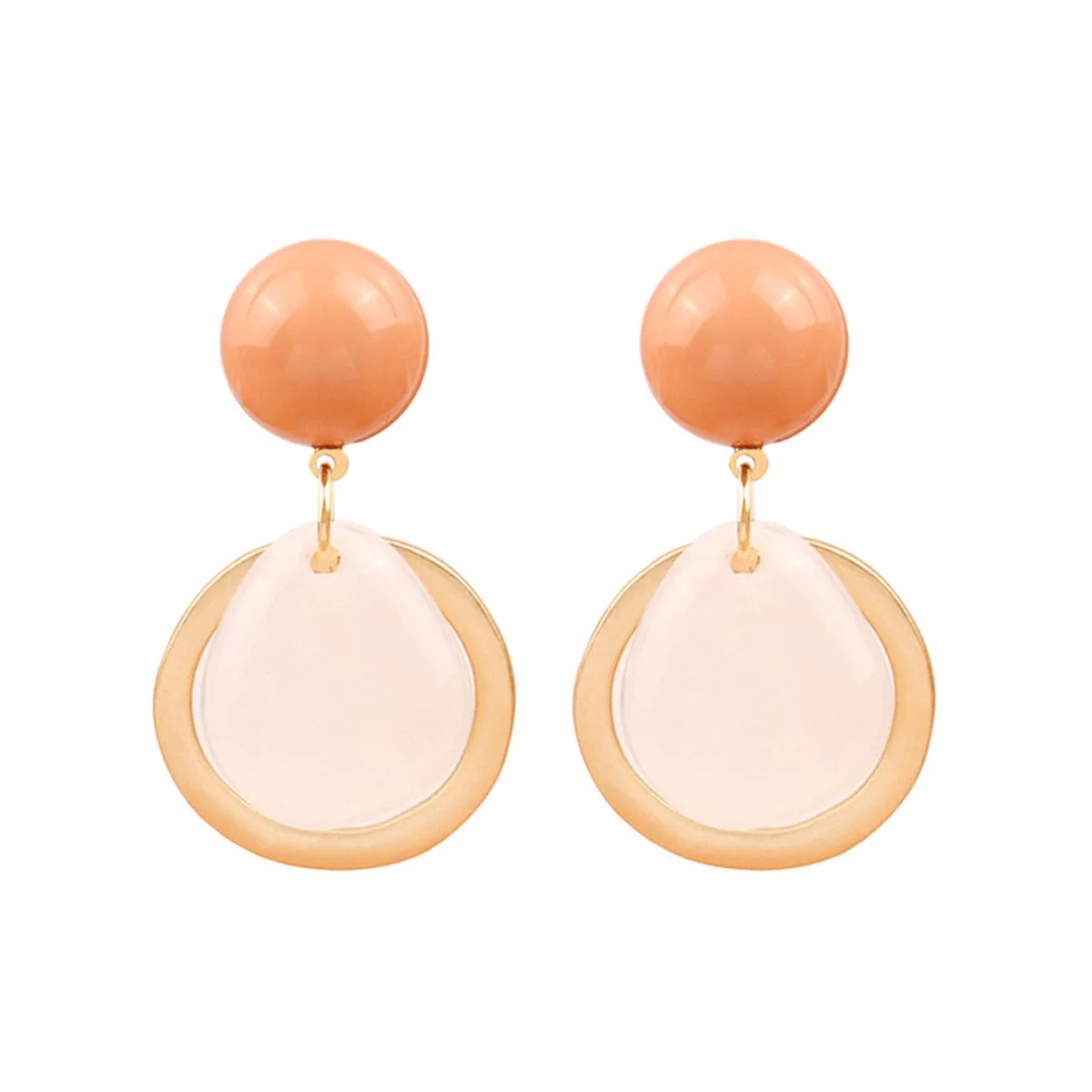 Artisan Beige Goldtone Two-Tier Drop Earrings Healthy