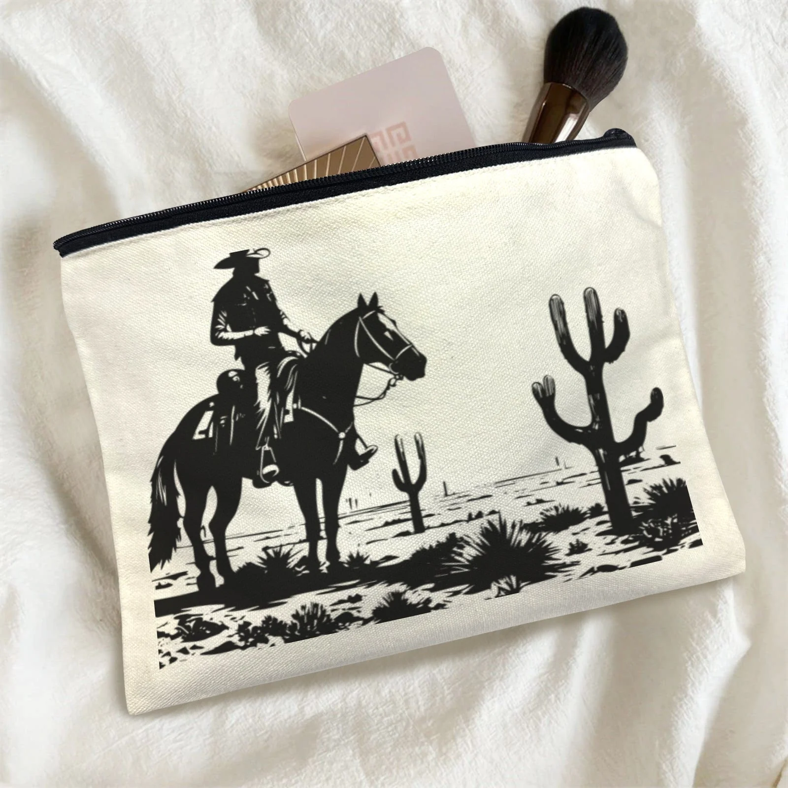 Comfortable Black White Desert Cosmetic Bag Pack of 5 Made in America Fashionable
